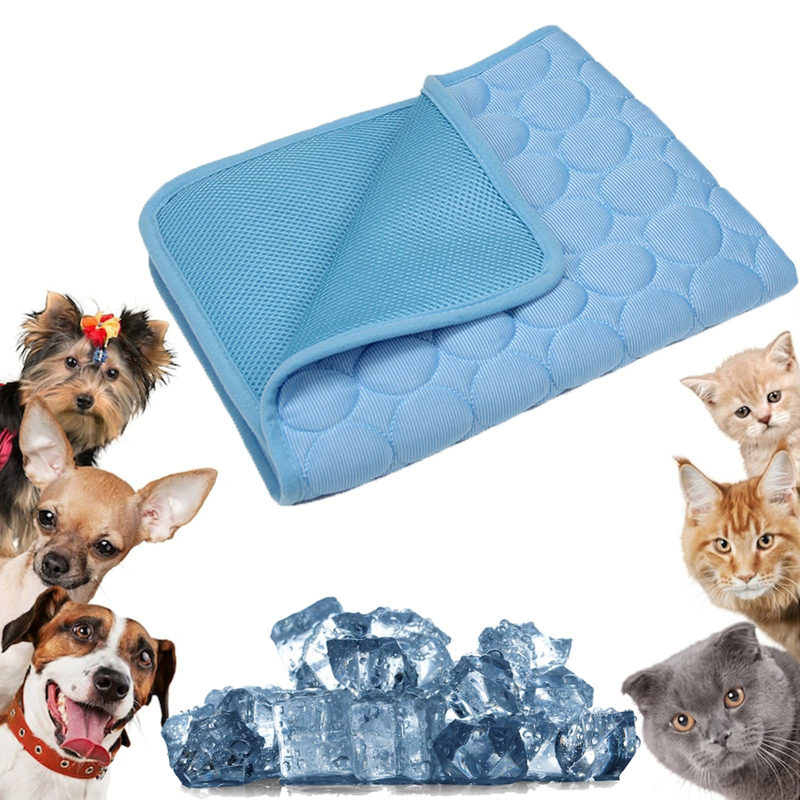 Cooling Mat, Cooling Dog Bed, Non Slip Dog Mat, Machine-Washable, Large Pet Cooler Pad for Car, Sofa, Floor, Machine-Washable (Blue,XXL-150 * 100CM)