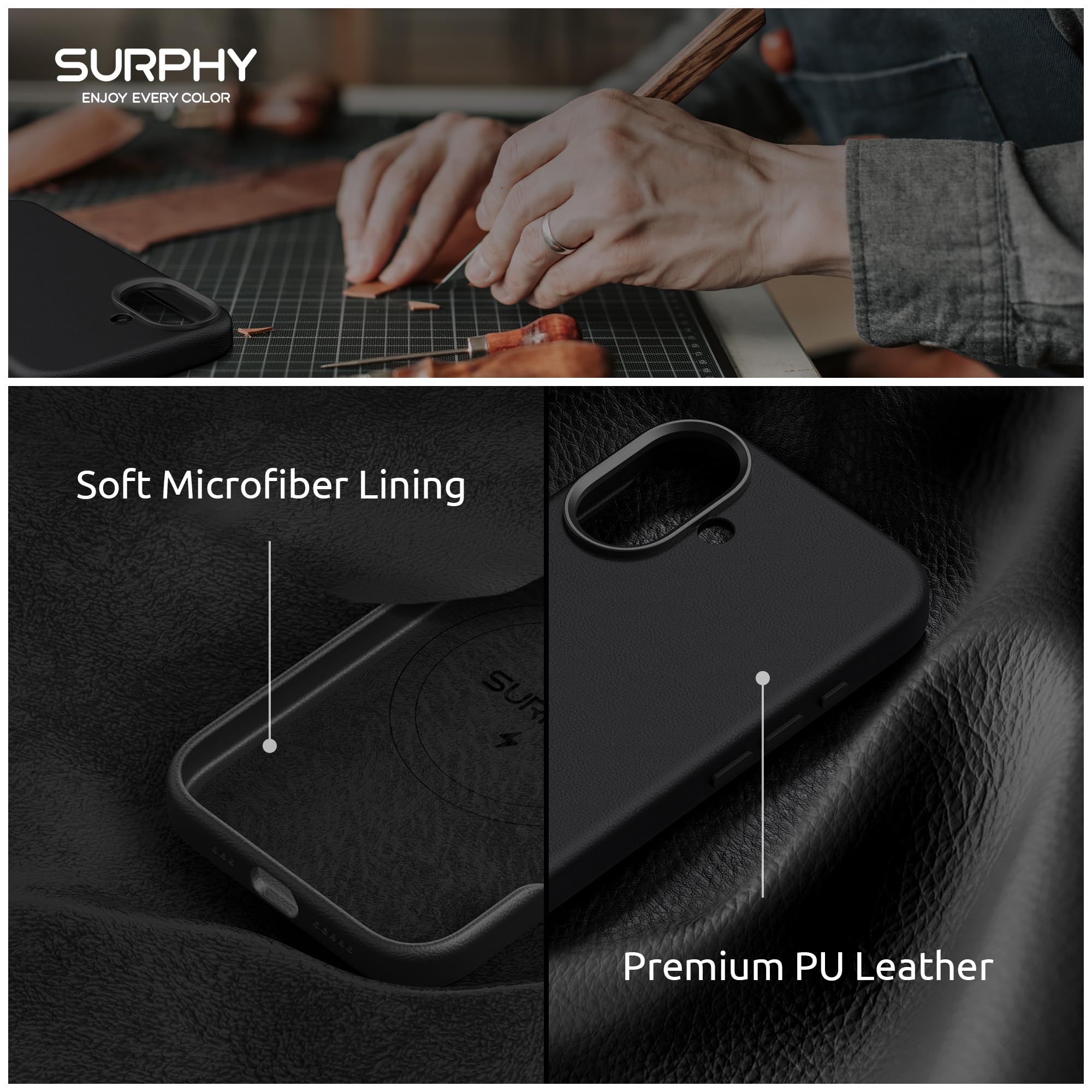 SURPHY Custodia Magnetica In Pelle PU Per IPhone 16 Plus 6,7