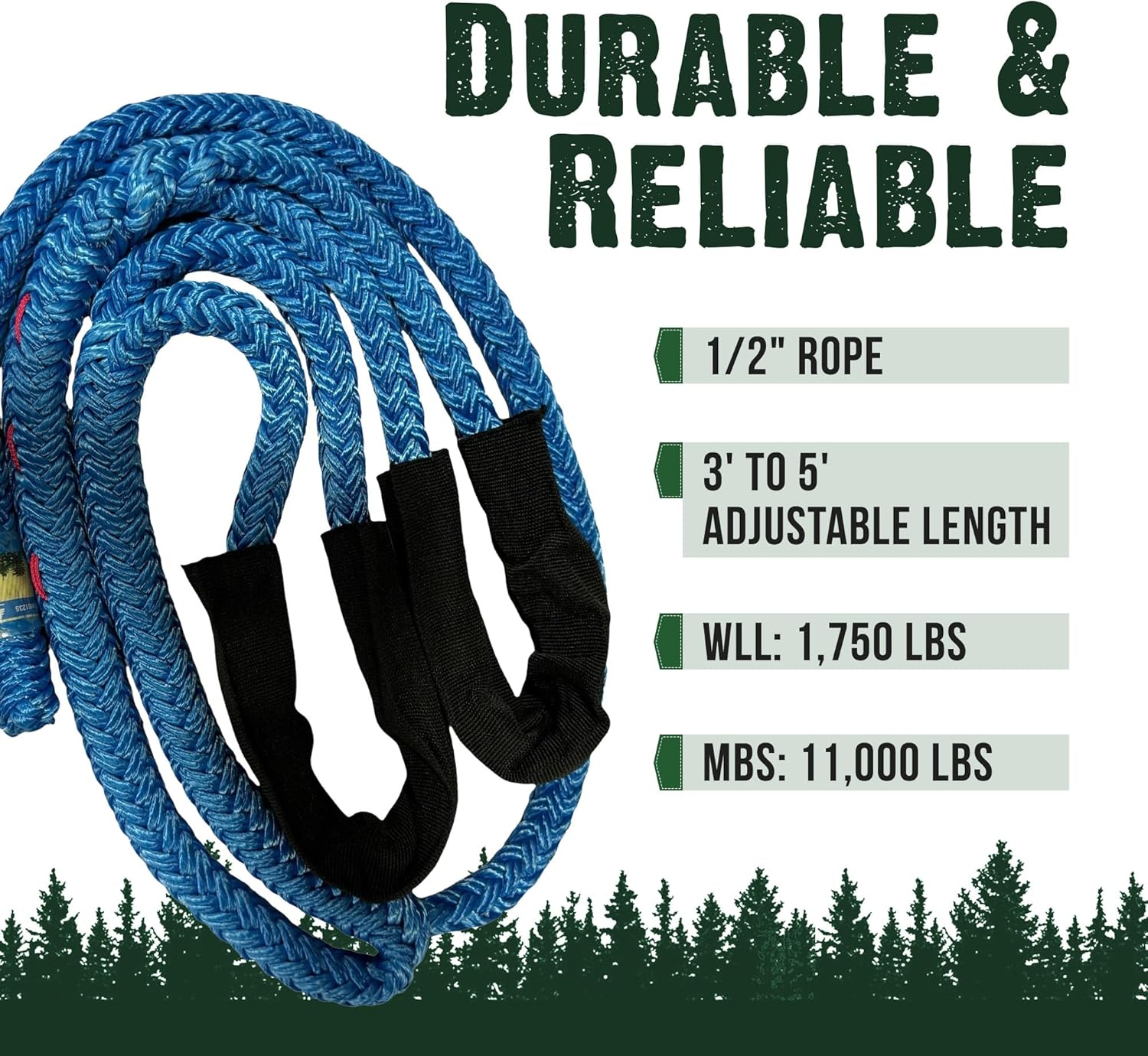 FORESTER Arborist Whoopie Sling - 1/2" x 3-5' Rigging Sling | Adjustable Length | Arborist Equipment | Climbing Sling | Anchor for Port A Wrap