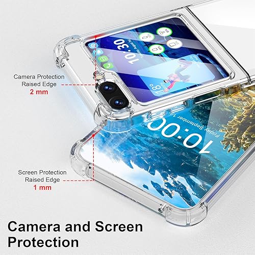 Miniatura 3 de Funda para Galaxy Z Flip 5, funda Z Flip 5, transparente, delgada, transparente, bisagra a prueba de golpes, suave TPU flip5 funda para teléfono