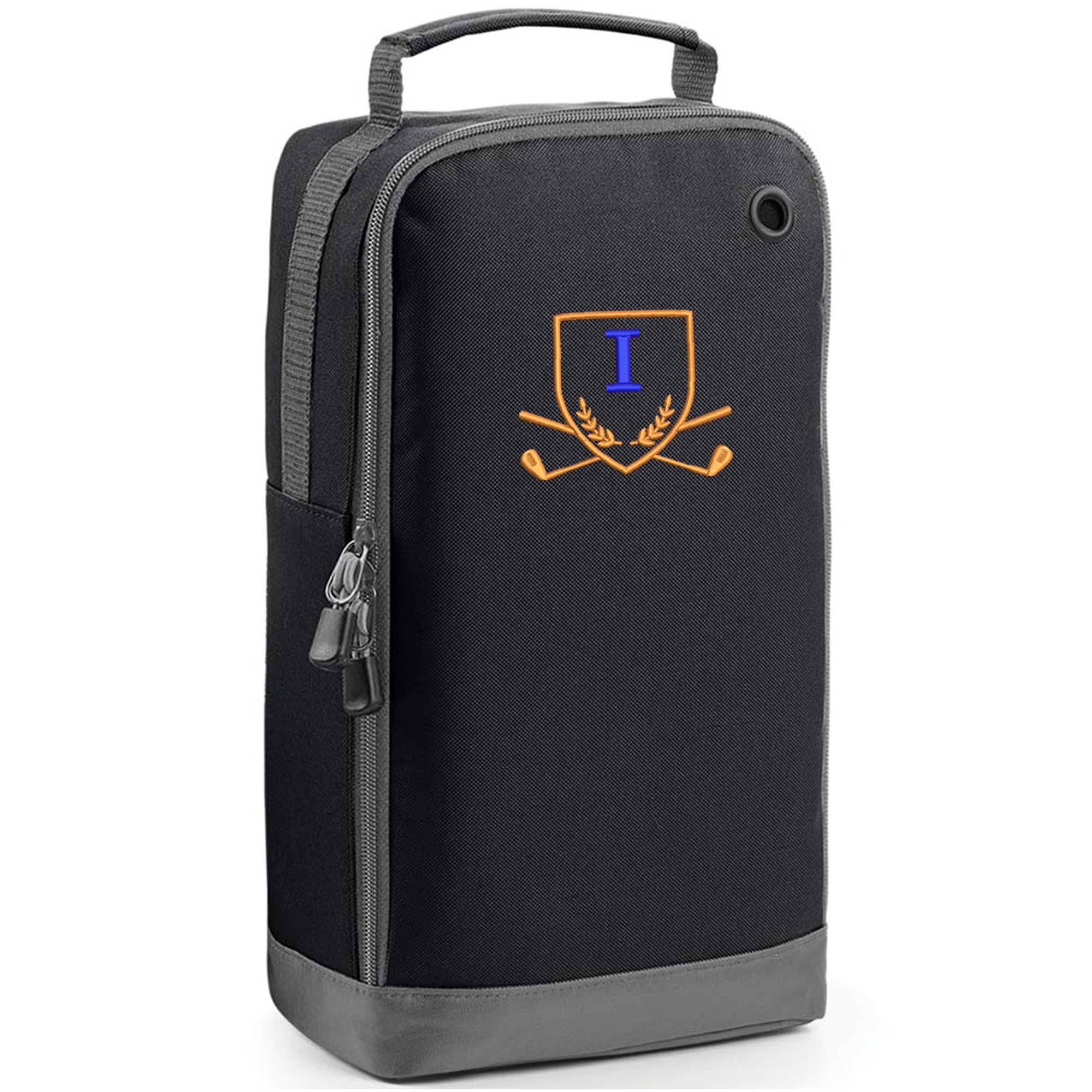 Always Looking Good Golf Shoe Bag with Monogrammed Embroidery Initial Letter Custom Embroidered Golf Boot Bag - Golf Gifts for Men (Black, I)