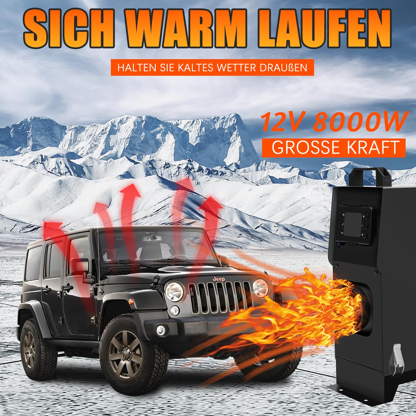 8KW Diesel Lufterhitzer, 12V Standhezung Diesel, Luft Dieselheizung, Air Diesel Heizung mit Schalldämpfer&LCD Schalter, Standheizung für Auto RV Boote LKW Wohnmobil Bus (Type1 Schwarz)