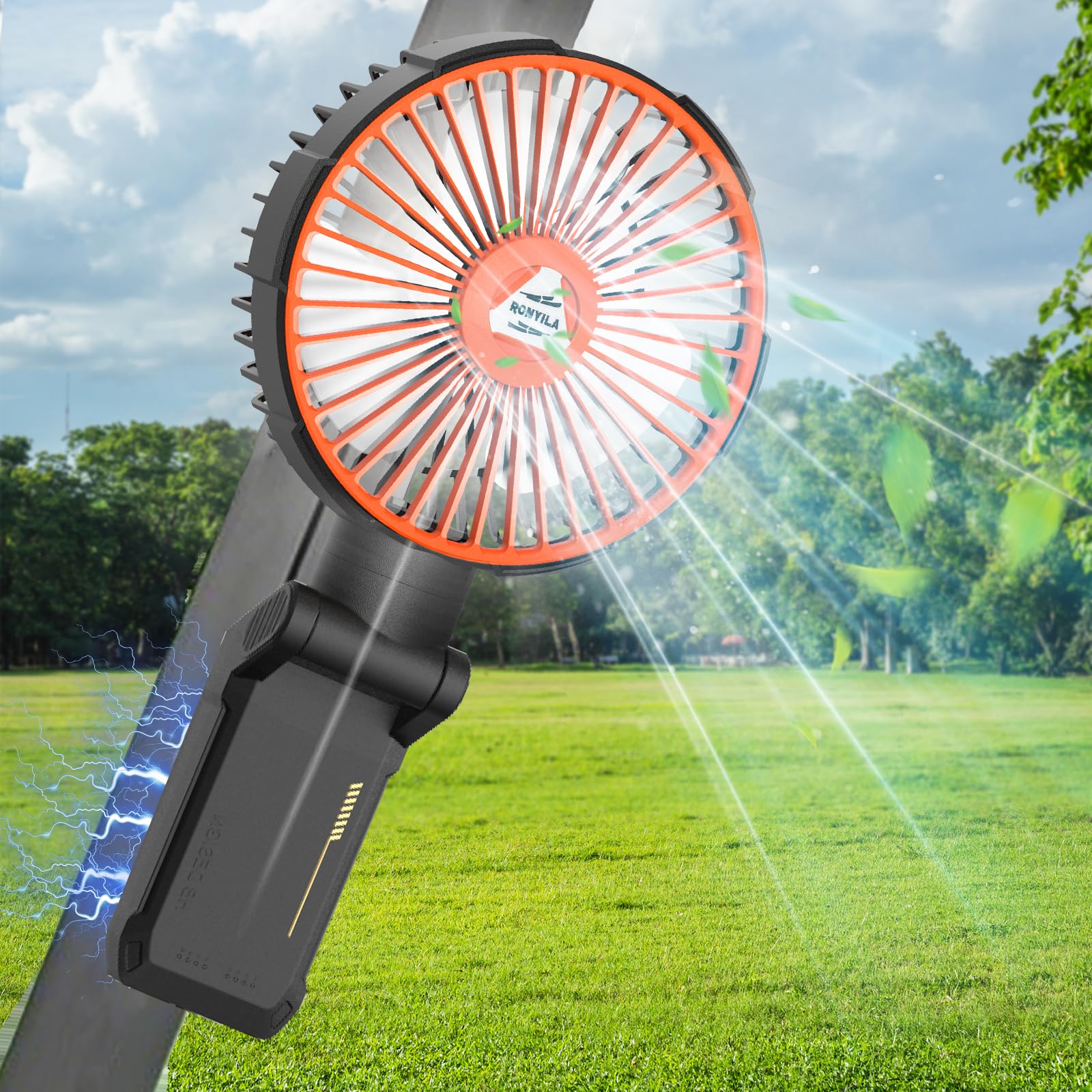 Golf Cart Fan Magnetic Rechargeable Fan for Cruise Ship Workshop, 10400mAh Battery Operated Portable Outdoor Camping Fans, Clip on USB Desk Cooling Fans with Lights,Rotation,Golf Cart accessories