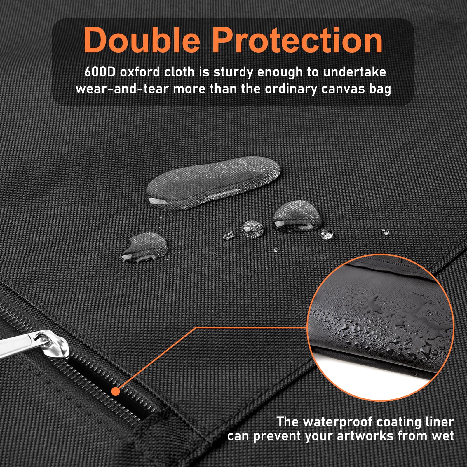 GOTIDEAL Bolsa de arte ligera, 18 x 24 pulgadas, impermeable, con hombro y asa, bolsa de transporte de almacenamiento para obras de arte, bocetos, dibujos, lienzo, póster de fotografía