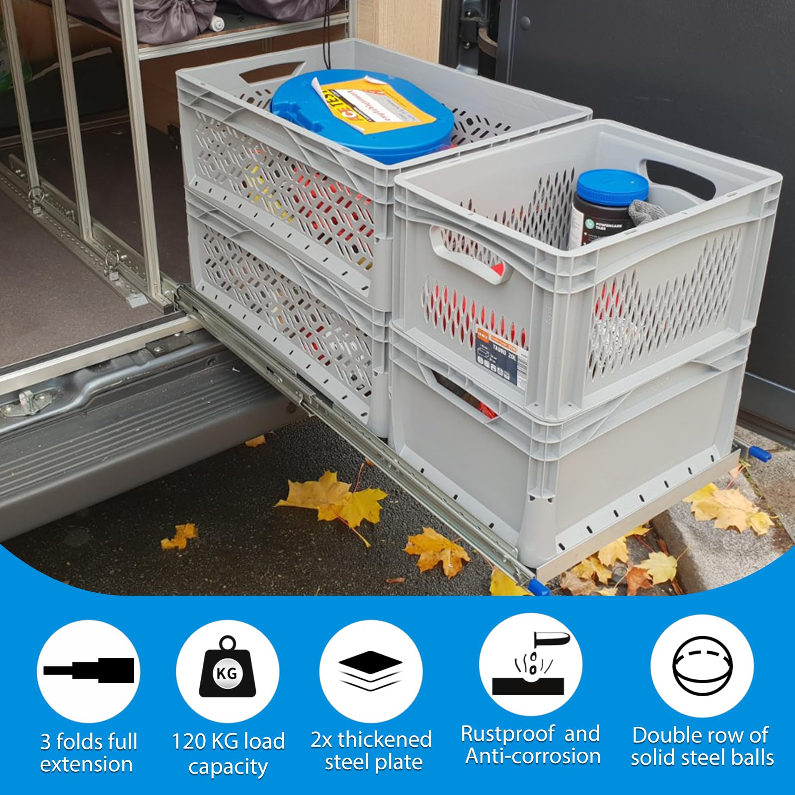 QWEZIX with Lock Heavy Duty Drawer Runners Slides Full Extension 300 350 400 450 500 550 600 650 700 750 800 900 1000 mm Side Mount Ball Bearing Track Guide Glides 115 KG 1 Pair (Width:53mm,400mm) - Image 4