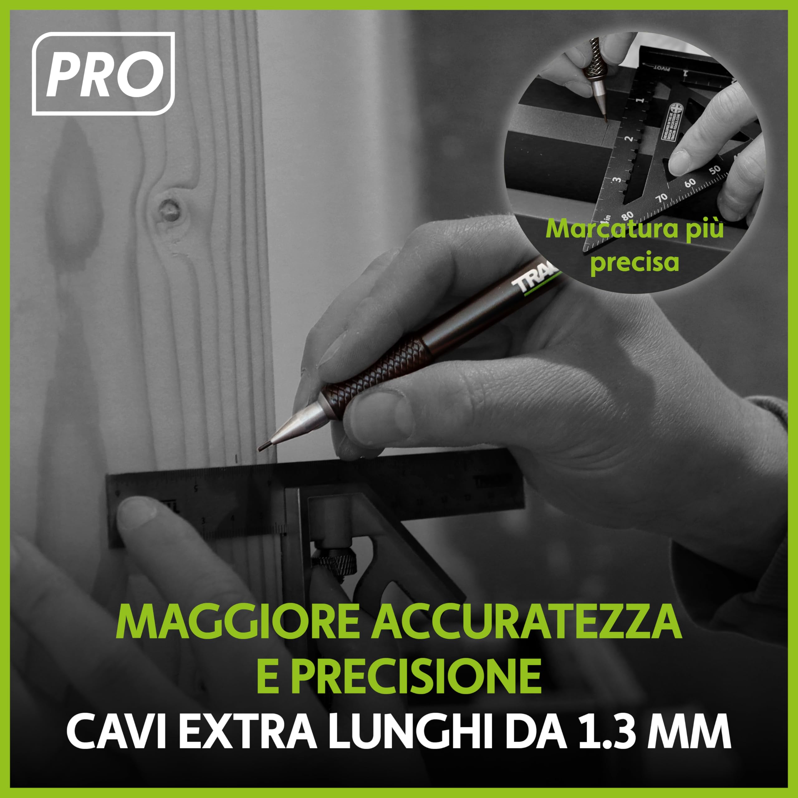 Tracer Pro Series Set di mine di ricambio per matita di precisione 24 x 1,3 mm grafite