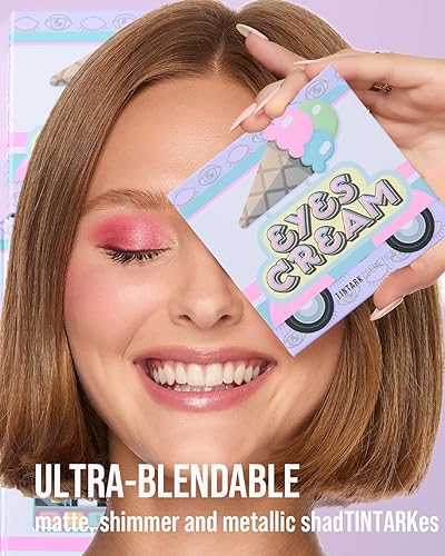 Miniatura 3 de Paleta de sombra de ojos en crema de ojos, paleta de sombra de ojos azul, rosa, nude, marrón, brillantina, brillante, mate, paletas de sombra de