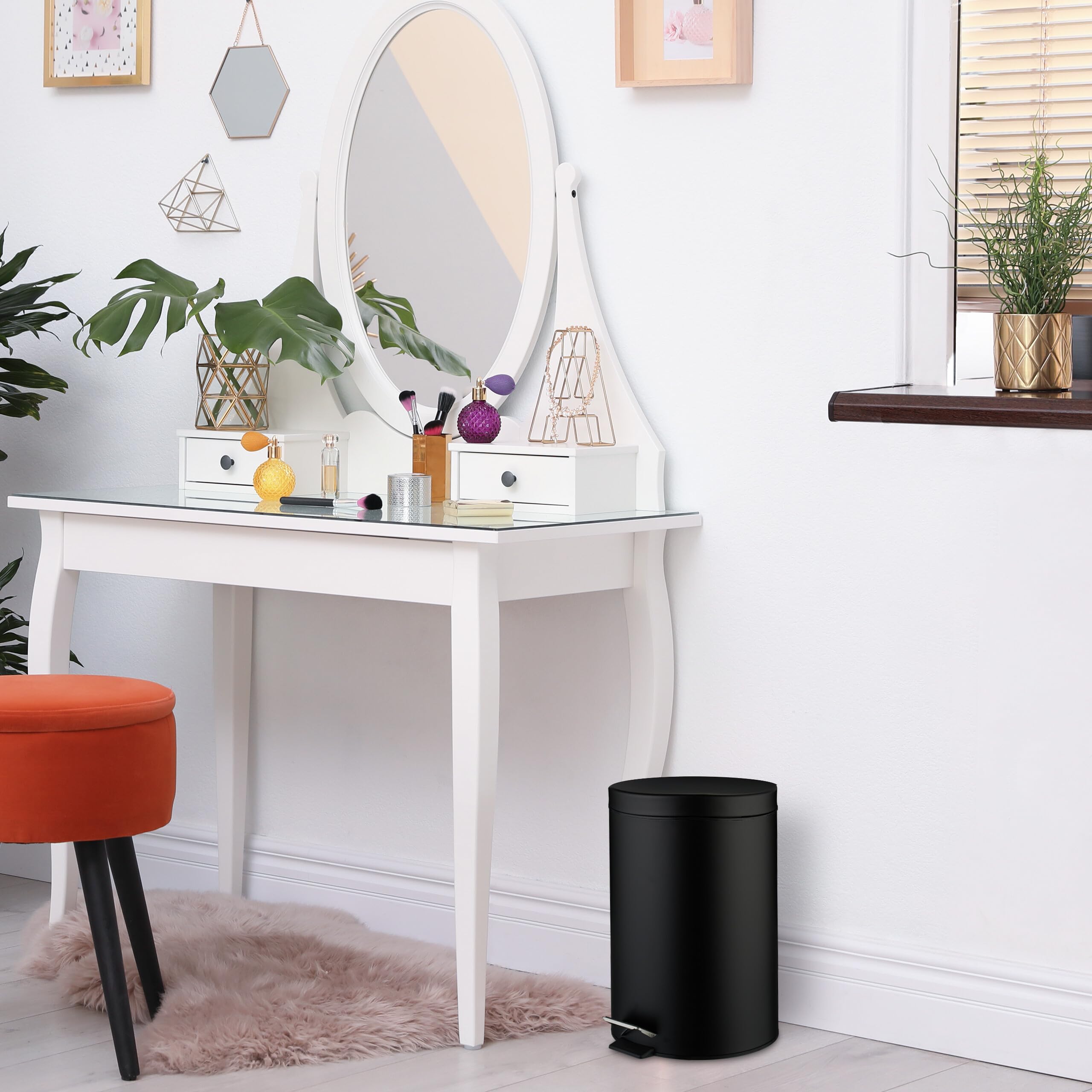 Relaxdays Pattumiera Cucina a Pedale, Cestino da 20 L con Secchio Interno Rimovibile, Cesto con Coperchio, Acciaio, Nero
