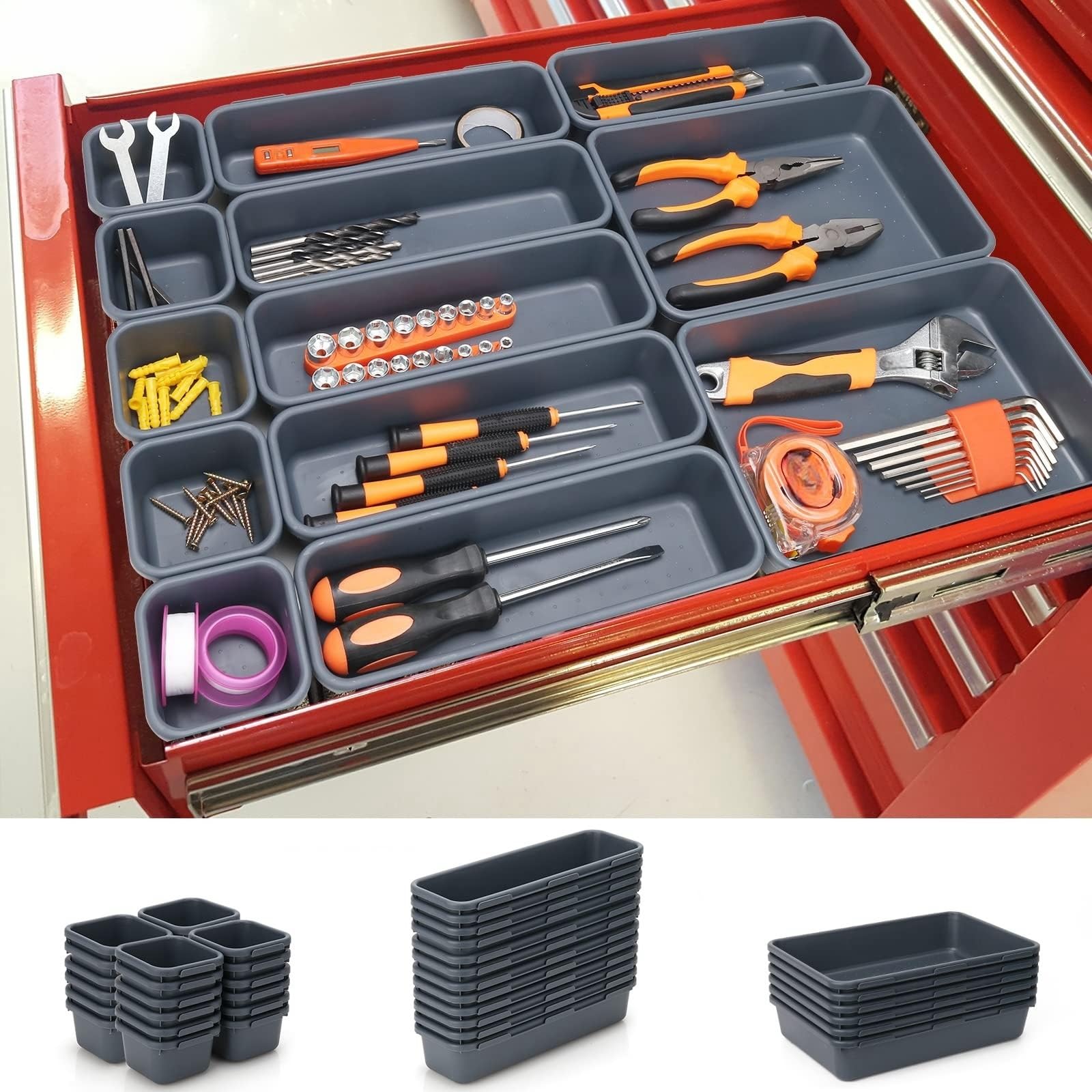 Tool Box Organizer Rolling Tool Chest Cart Cabinet Workbench Desk Drawer Organization and Storage for Hardware, Parts, Screws, Nuts, Small Tools Organization (Size : 42PCS)