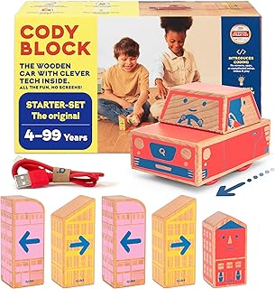 Cody Block - Juego de iniciación de bloques de construcción educativos de madera, codificación y juguetes STEM para niños en edad preescolar a partir de 4 años, sin pantalla