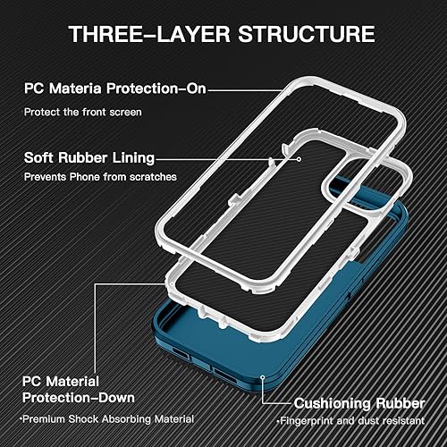 Miniatura 2 de I-HONVA Funda para iPhone 13 Pro Max, a prueba de golpes, a prueba de caídas, 3 capas de protección de cuerpo completo sin protector de pantalla,