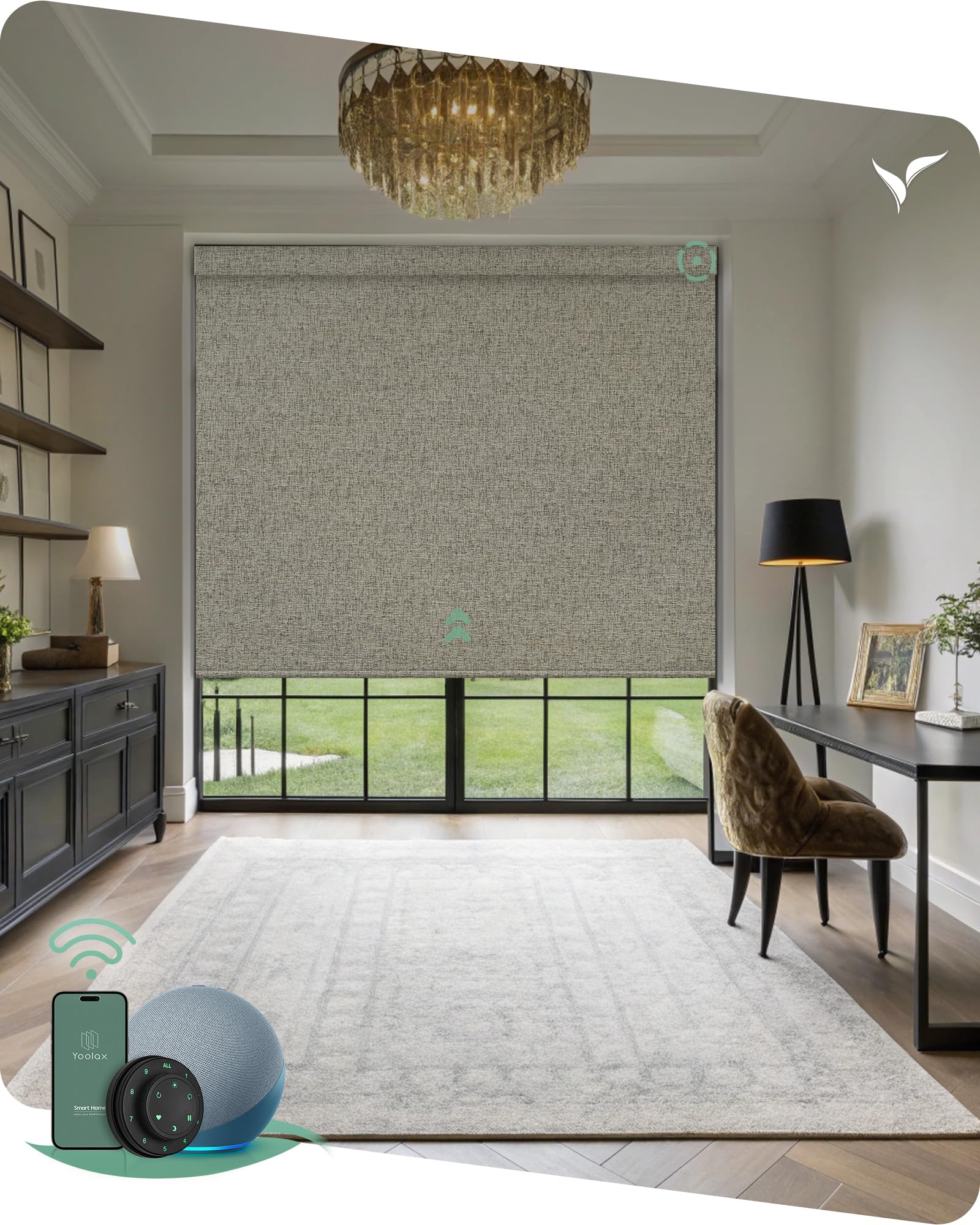 Yoolax Motorized Blinds with Remote, Smart Blinds for Windows Blackout Automatic Shades Compatible with Alexa Remote Control Roller Window Shades with