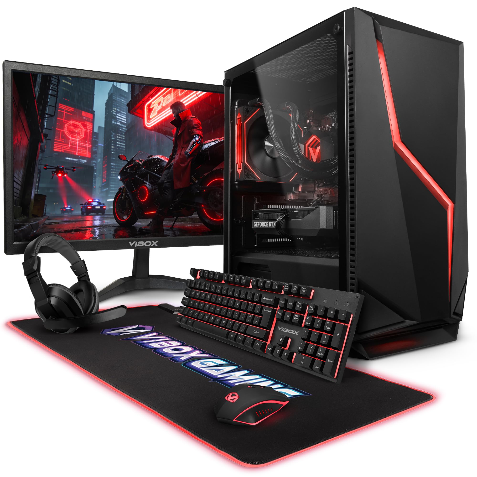 Vibox Gaming PC Completo, AMD Ryzen 7 9700X, Nvidia RTX 5060 8GB, 16GB RAM, 1TB SSD, Windows 11, 23" Monitor, WiFi 6 + Bluetooth 5.4
