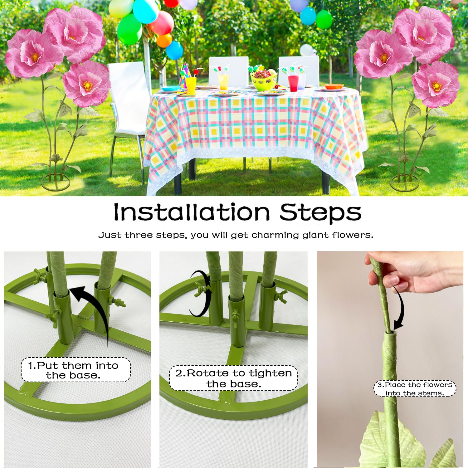 Riesige künstliche Blumen, wasserdicht, 3D-Hochzeitsfeier und Heimdekoration