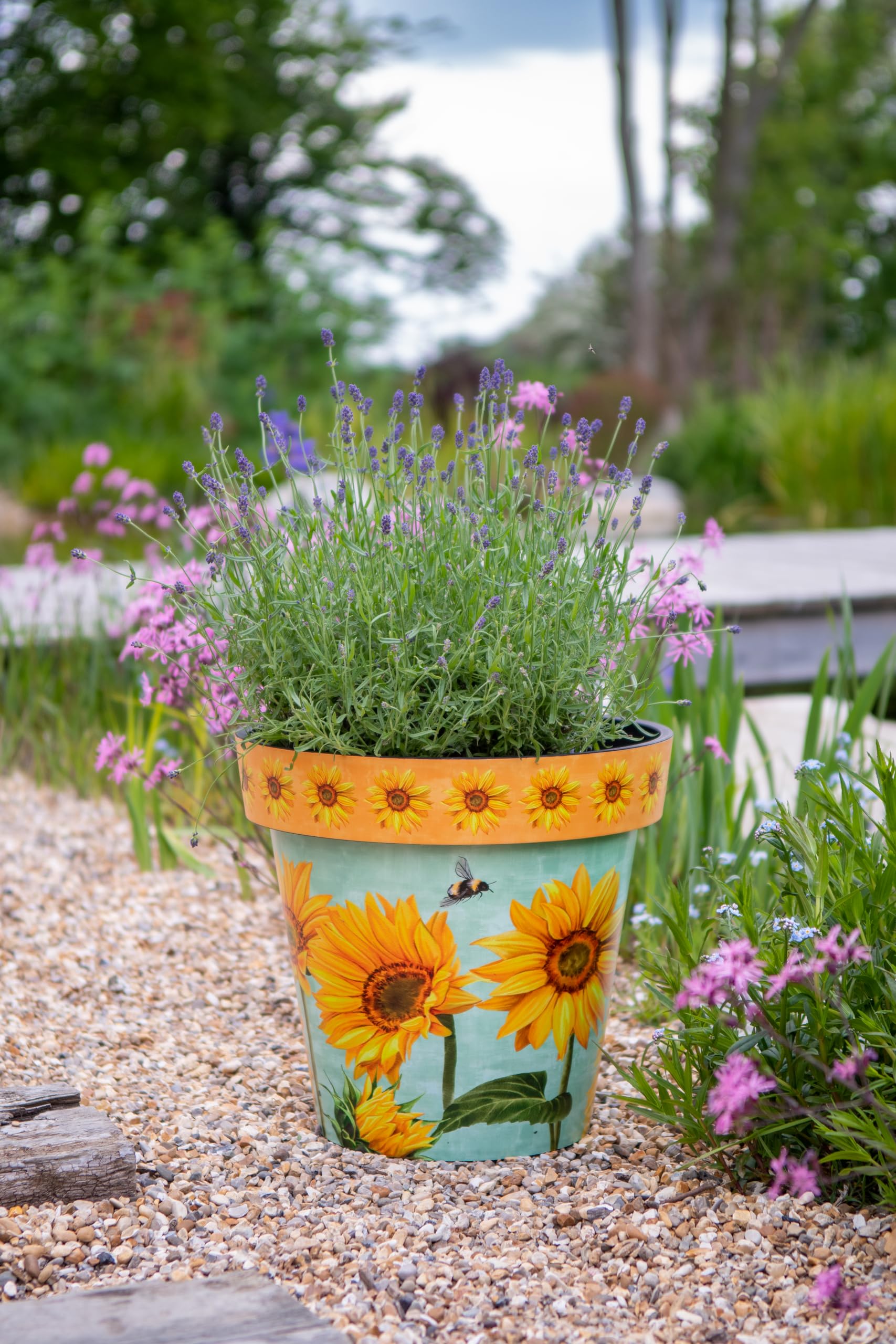 Creekwood Zest Plastic Plant Pot, Decorative Printed Indoor Outdoor Flower Pot, Lightweight Weatherproof Small Garden Planter for Herbs, Flowers, Succulents & Houseplants