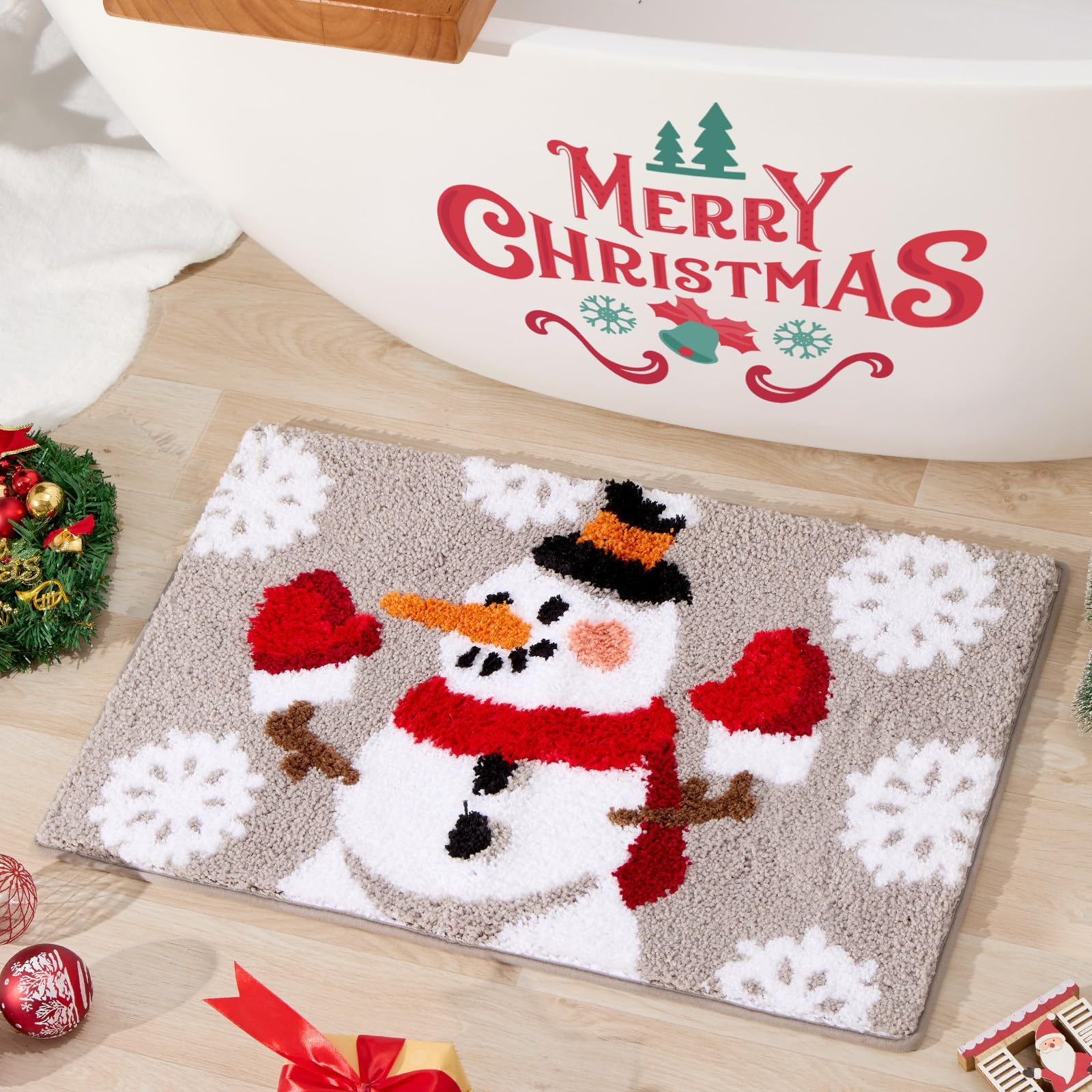 Tapis de douche antidérapant ORTIGIA de Noël pour éviter les glissades sur sol mouillé