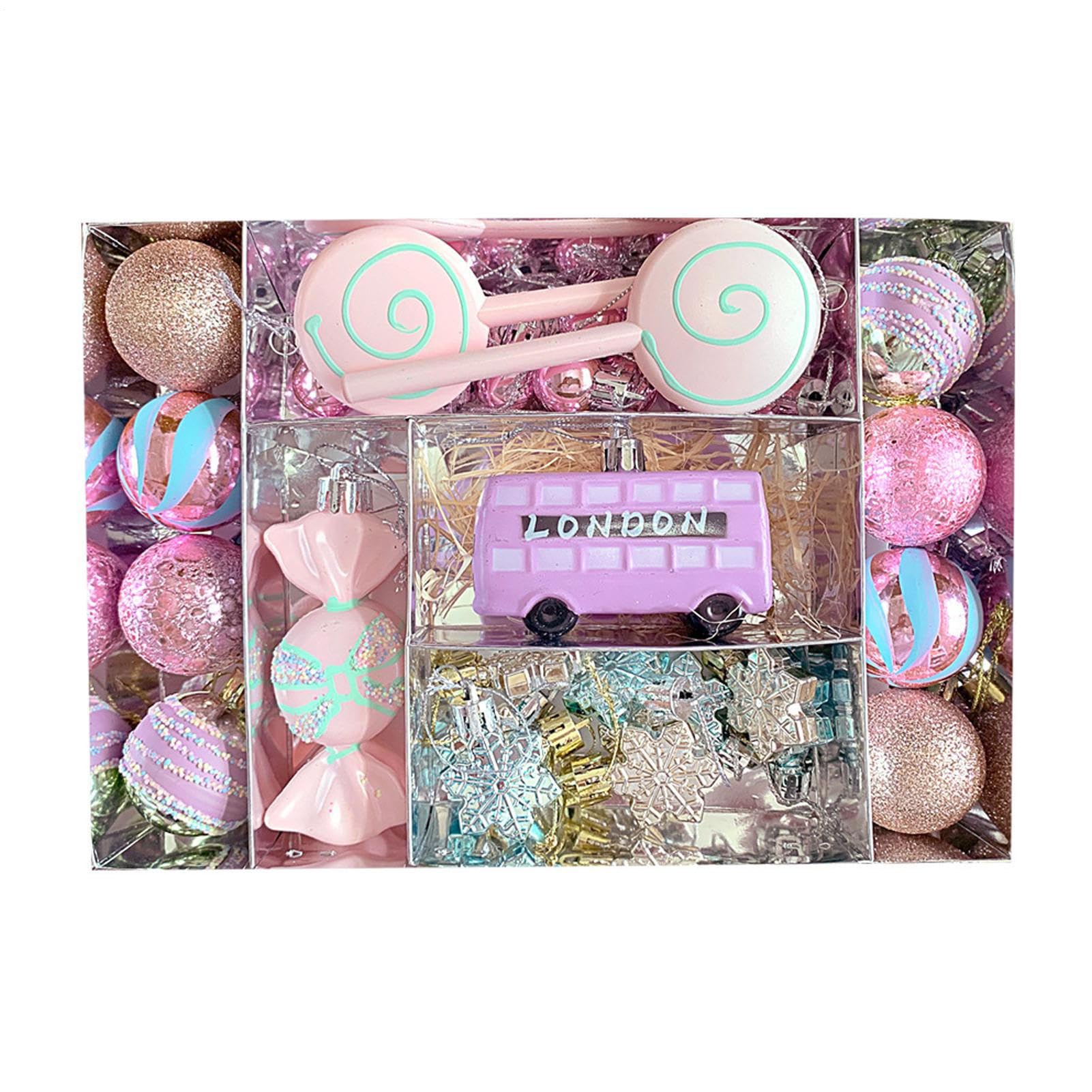 Décoration de Noël thème bonbons et boules pastel anti-chocs pour sapin