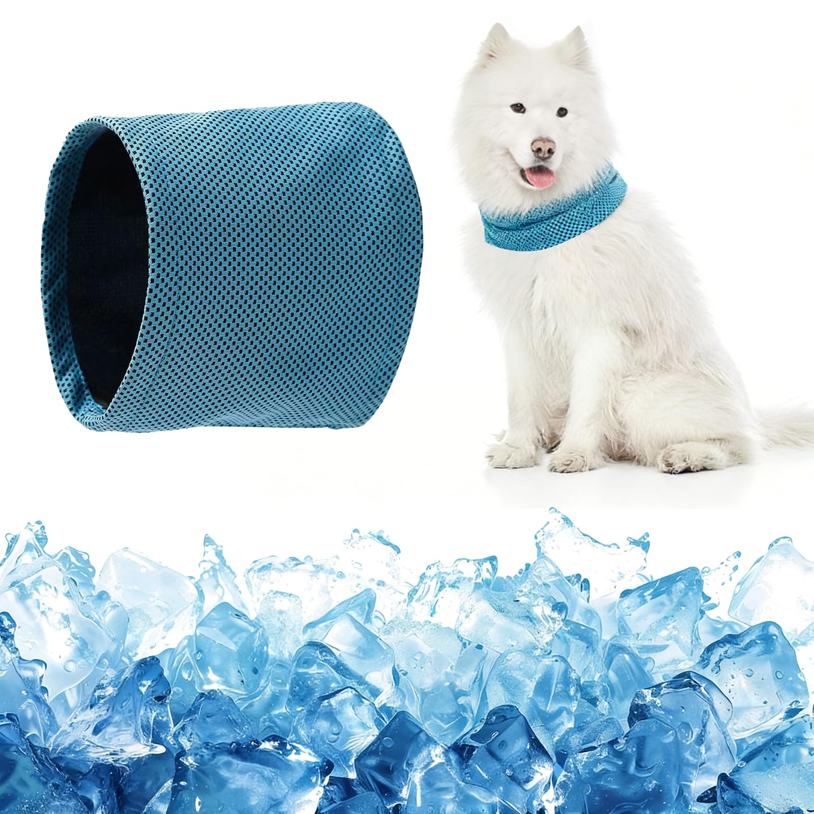 Collare refrigerante per cani traspirante bandana rinfrescante sciarpa estiva blu