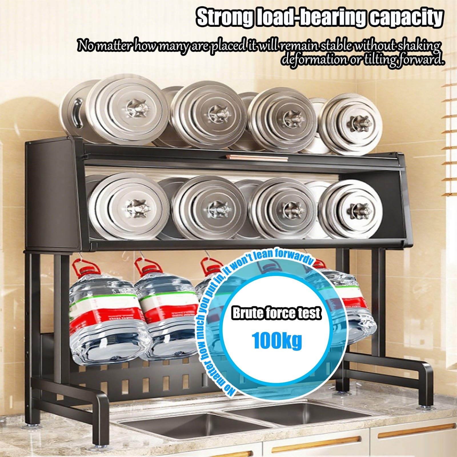 Escurridor ajustable de 3 niveles sobre fregadero de 59 a 84 cm, ahorra espacio, cocina con diseño moderno para un secado eficiente y secado