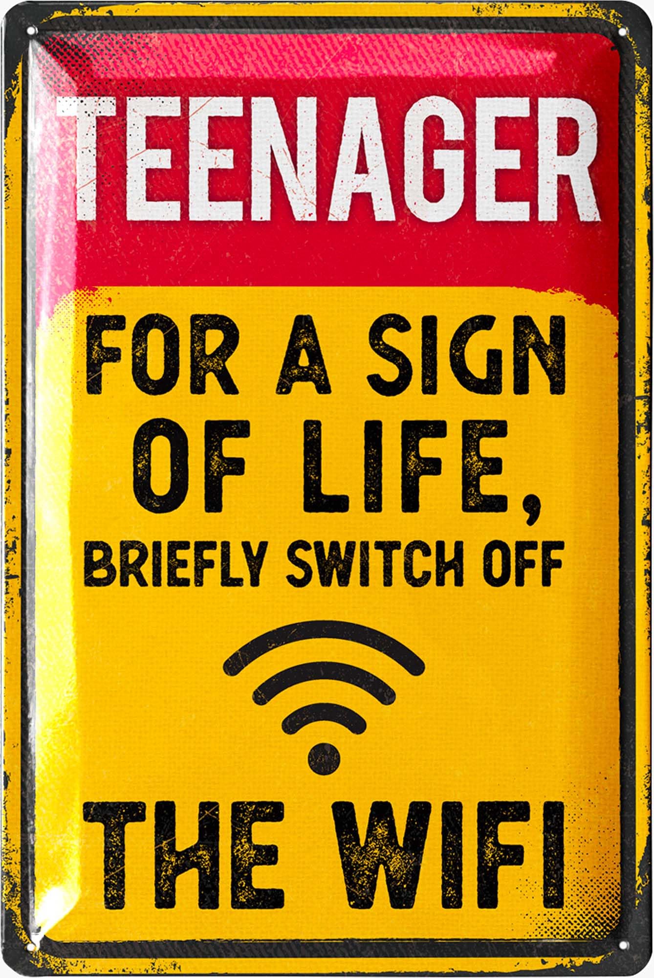 LANOLU Vintage Tin Sign TEENAGER WIFI - Teenage Door Signs, Room Rules Sign for Teen Boys, Funny Room Decor for Teens, CMetal Signs Vintage, 12x8"