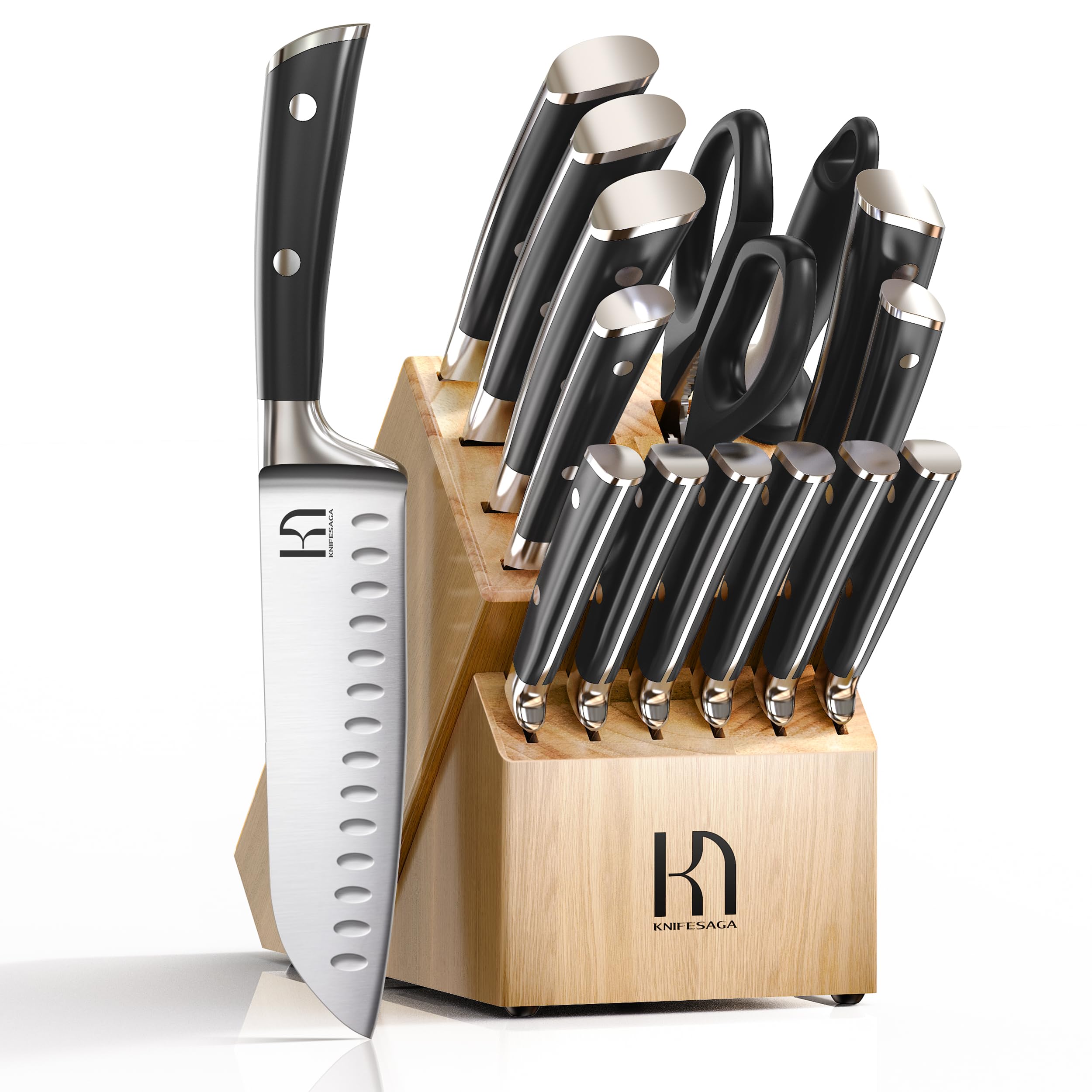 Amazon.com: KnifeSaga Knife Set with Block, Japanese 15 PCS