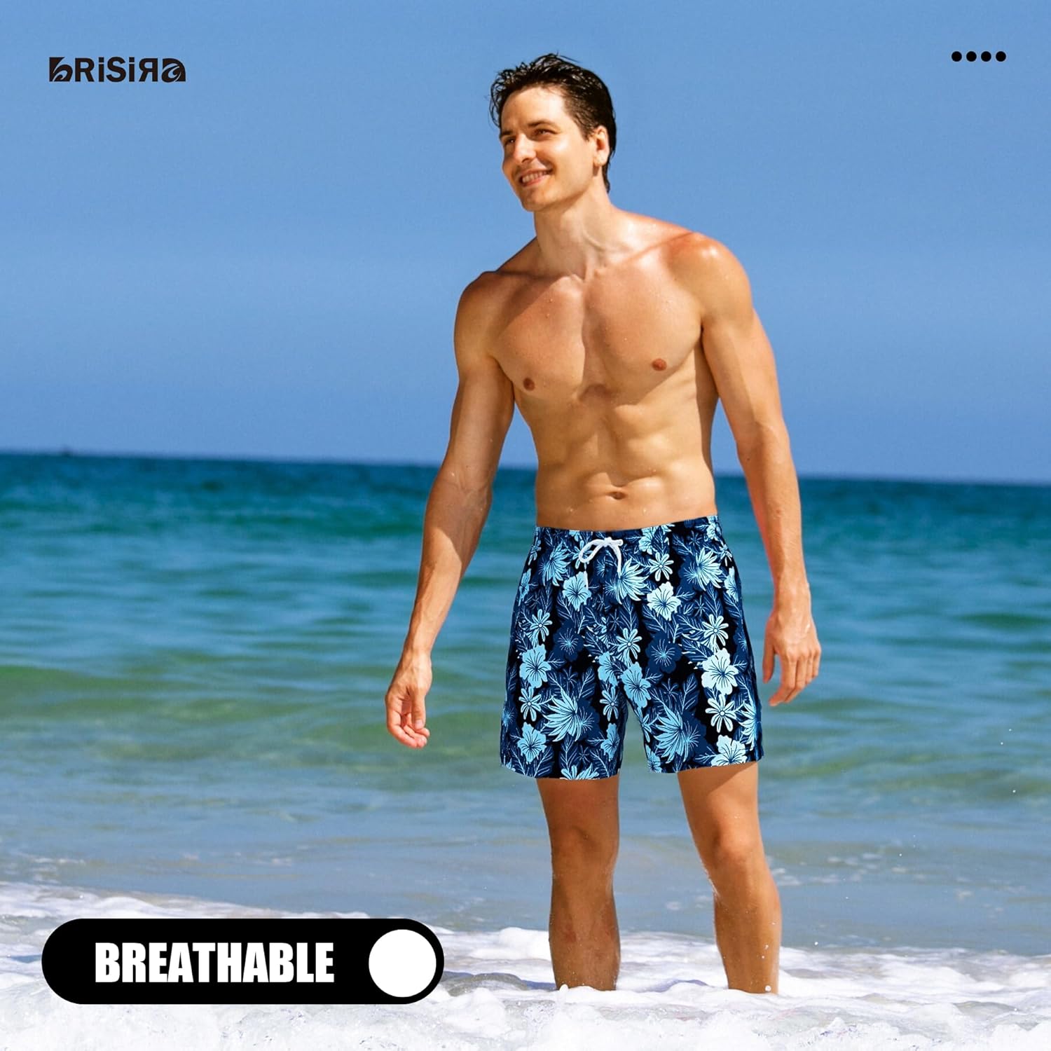 BRISIRA Mens Swim Trunks 5 inch Swim Shorts Quick Dry Stretch Bathing Suits with Compression Liner Board Shorts Pockets - Image 5
