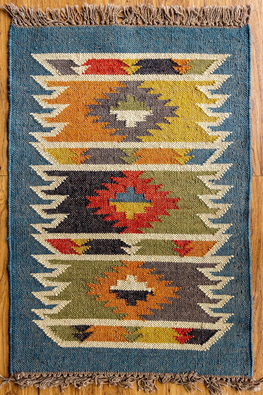 Tappeto Kilim di lana di iuta naturale, aspetto rustico intrecciato a mano, tappeto per soggiorno e corridoio, 60 x 90 cm