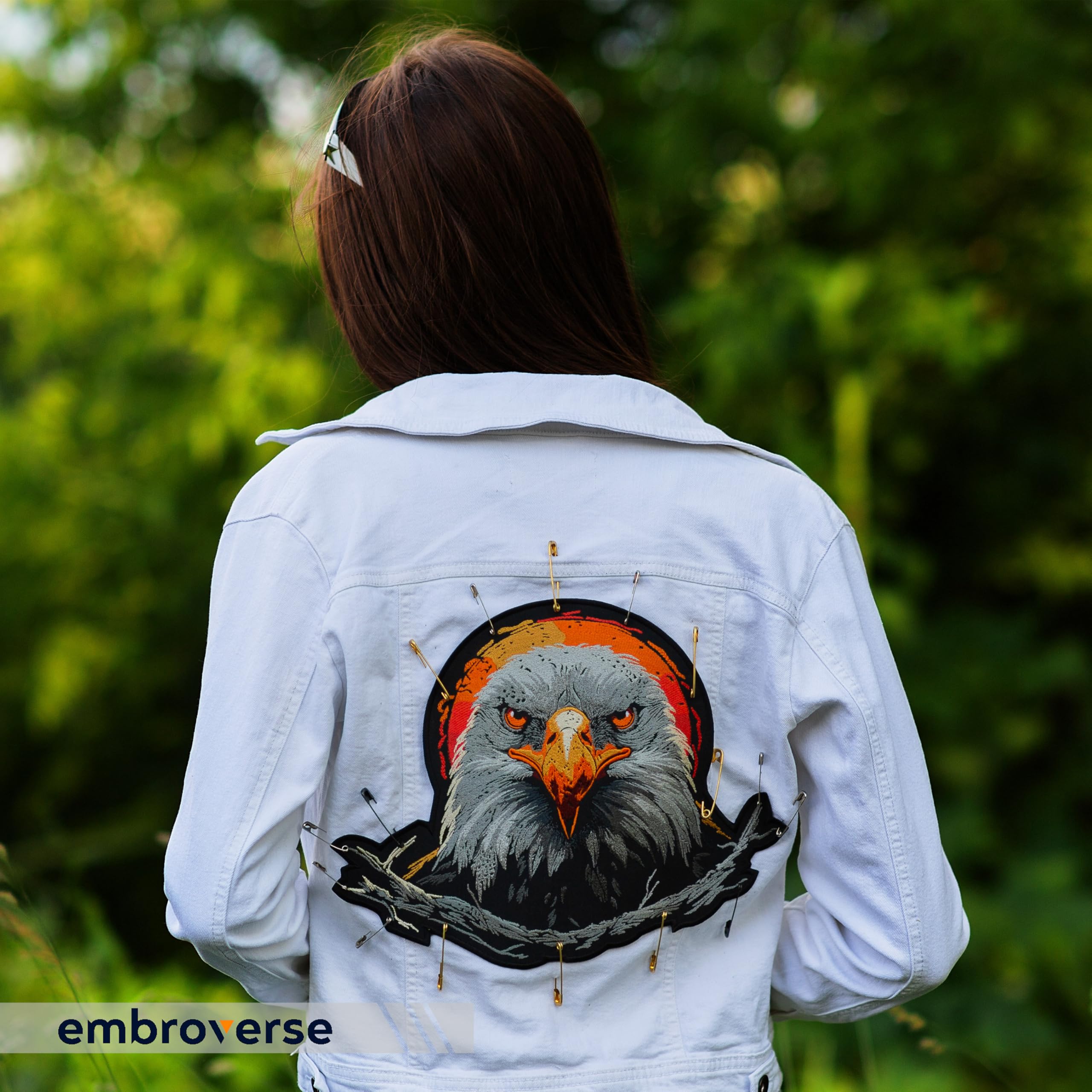 EMBROVERSE Weißkopfseeadler Rückenaufnäher, Bestickt zum Aufbügeln