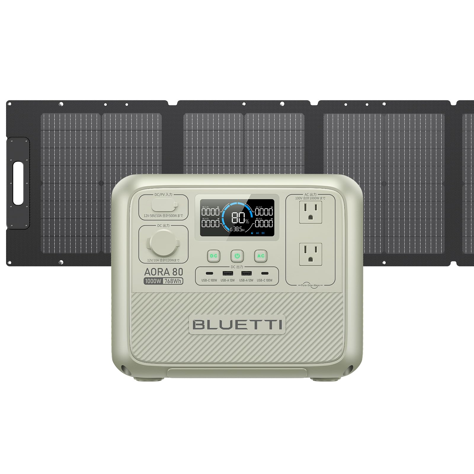 Amazon.co.jp: BLUETTI ポータブル電源 ソーラーパネルセット AORA 80 