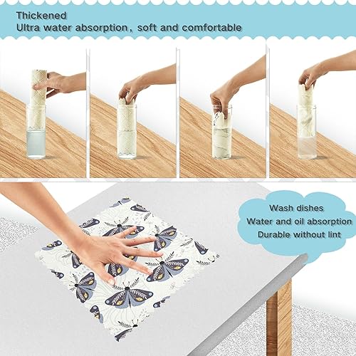 Miniatura 4 de Decorative Modern Butterflies Cotton Decor Home Kitchen Towels Absorbent Set of 6 Tea Towels for Kitchen for Restaurant Coffee