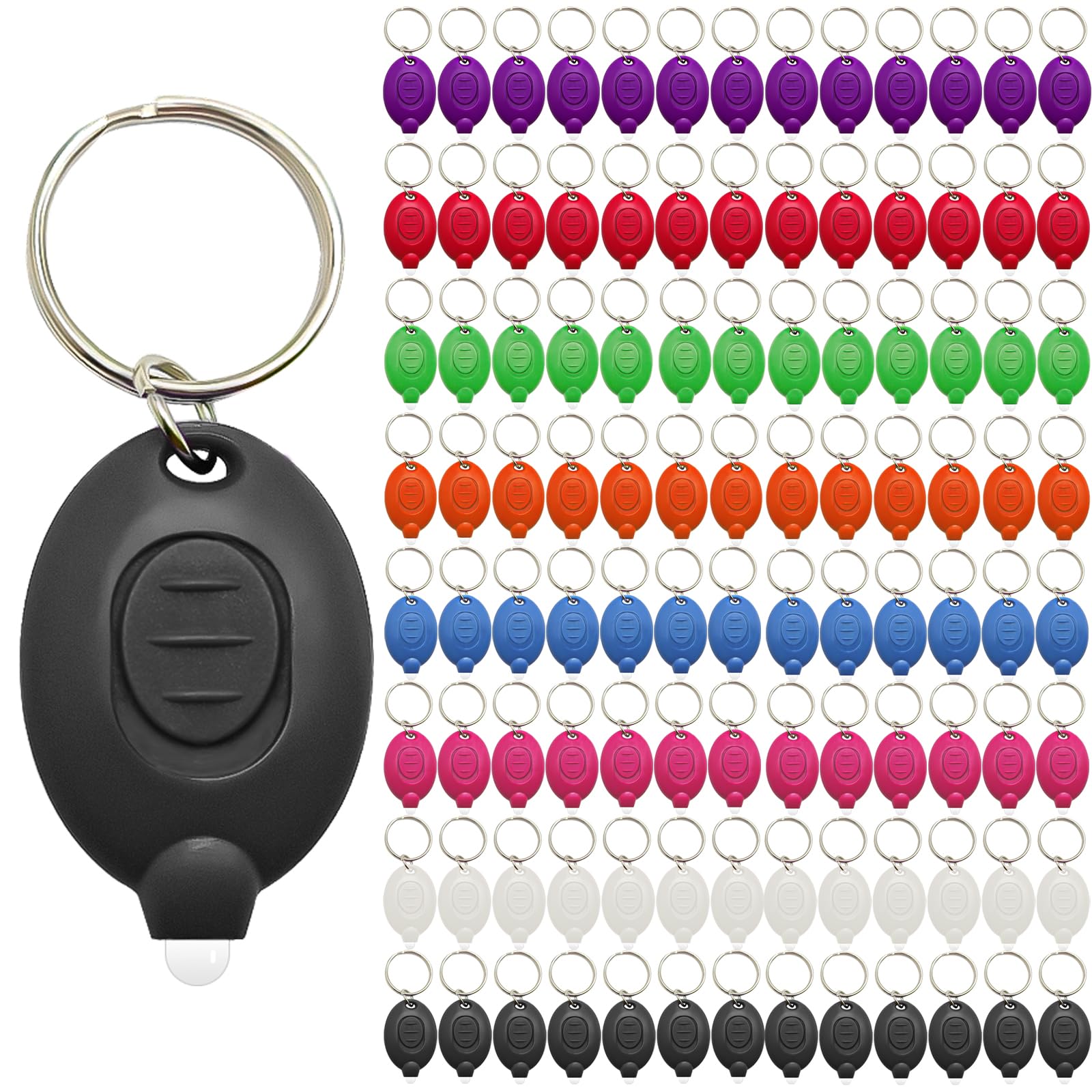 Mini-LED-Schlüsselanhänger-Taschenlampe, ultrahell, kompakt, leicht, Mikro-Taschenlampe, Notfall- und Outdoor-Taschenlampe, mehrfarbiges Gehäuse (104 Stück)