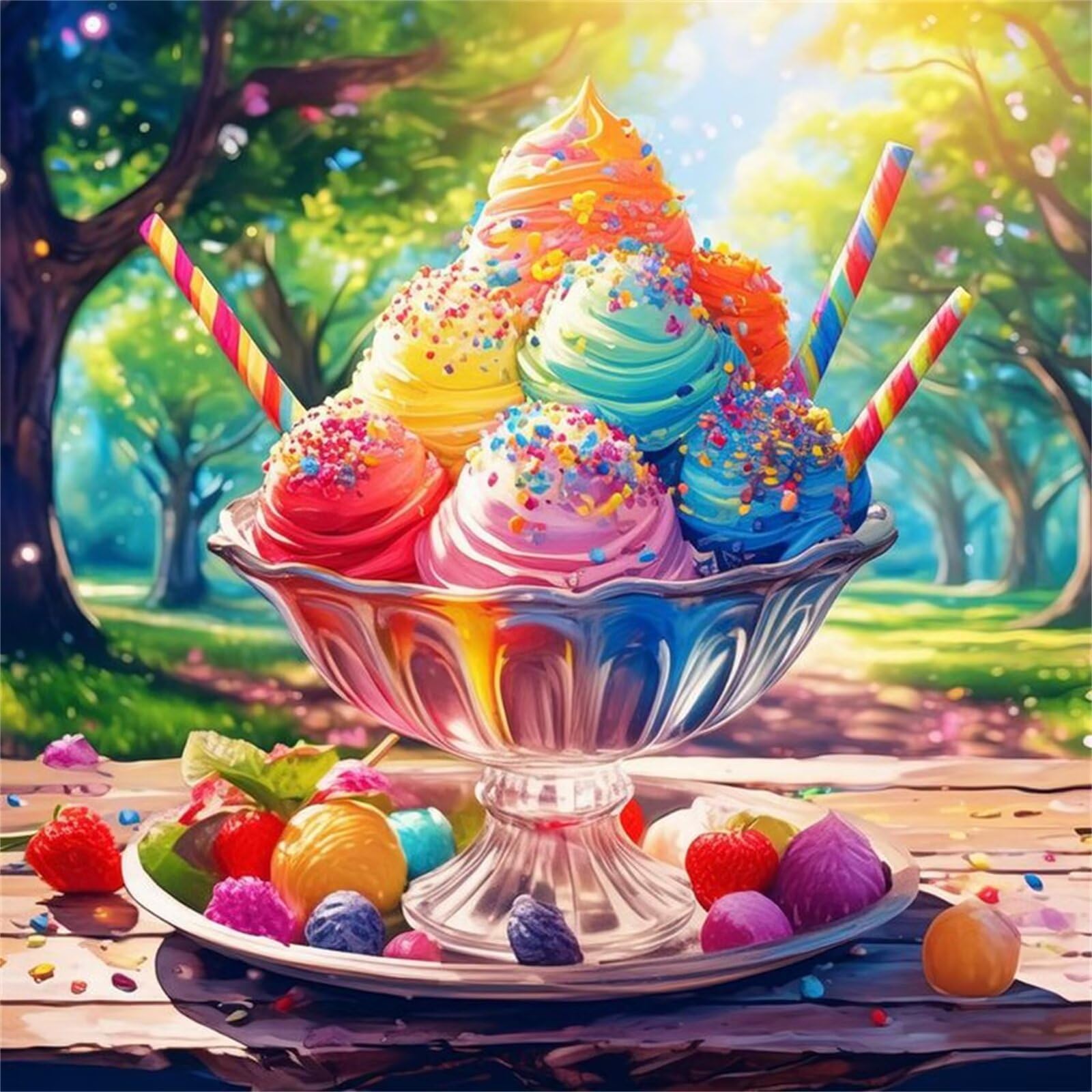 Jinmer Lody diamentowe malarstwo letnie, malowanie diamentami pełny zestaw, 5D DIY dorośli cyrkonie haft krzyżykowy do salonu sypialni dekoracja ścienna okrągły nosek 85 x 85 cm