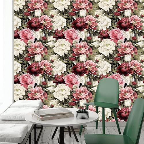 Miniatura 8 de Papel tapiz de vinilo con diseño de flores retro para despegar y pegar, papel de contacto autoadhesivo para estantes, encimera, dormitorio,
