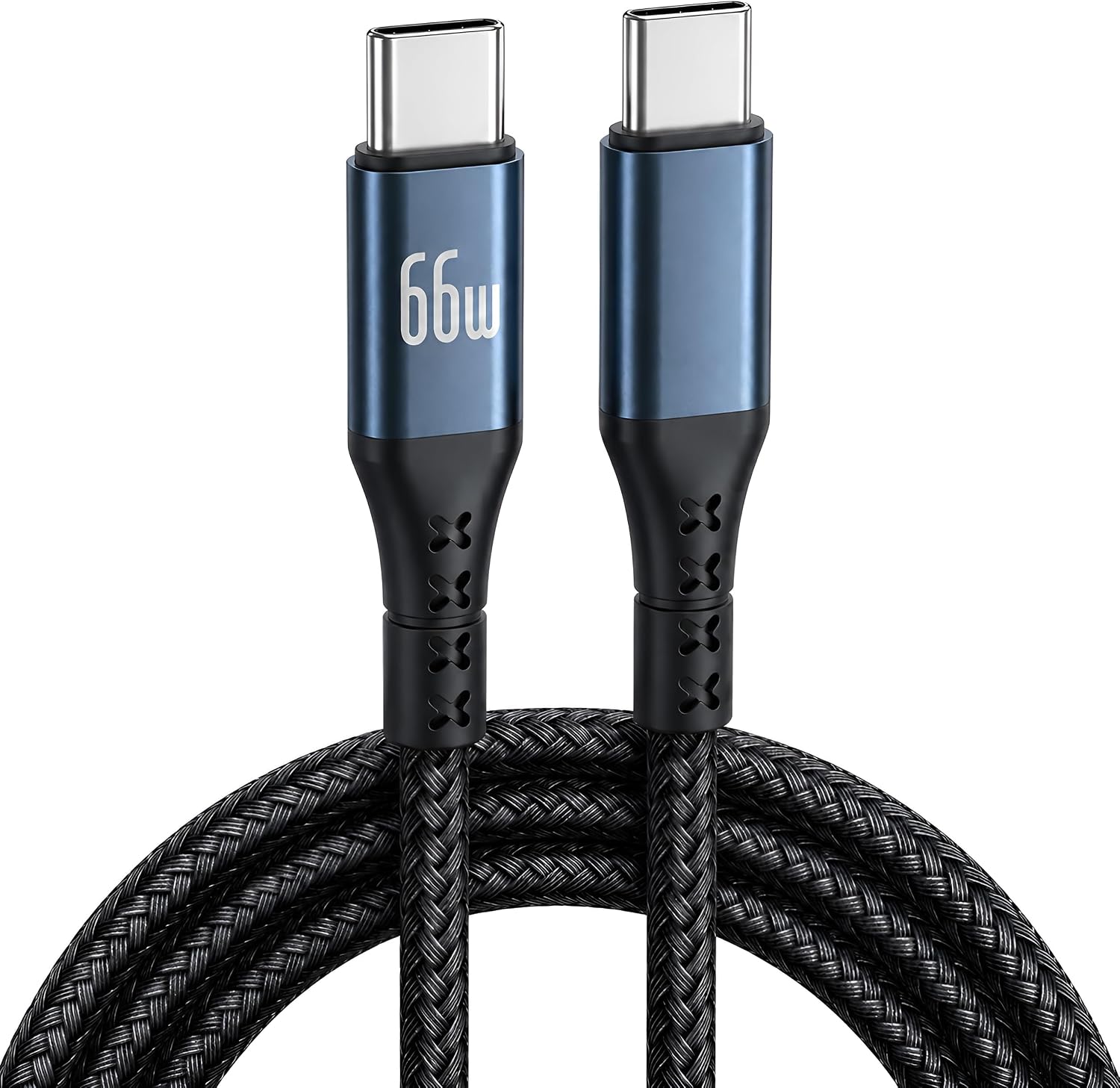 Cabo USB-C para USB-C 66W 1 Metro, Carregamento Rápido Turbo, Nylon Trançado Reforçado, Compatibilidade Universal para Android, Galaxy, iPhone a partir do 15, Tablets e Notebooks
