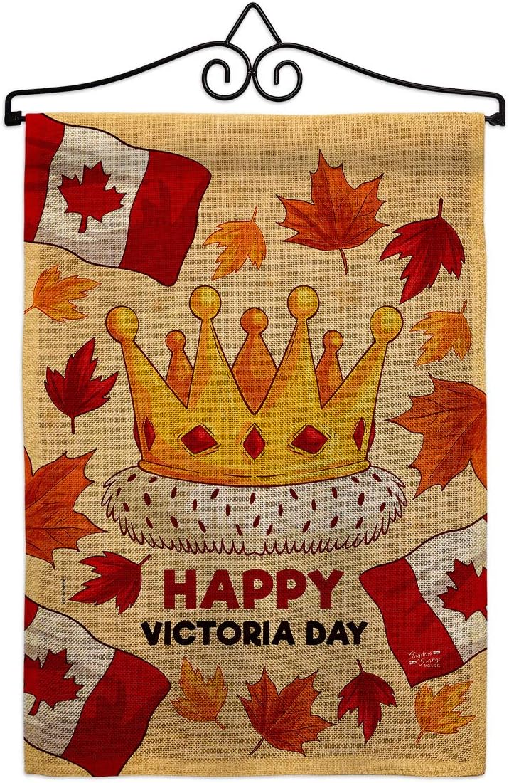 Canada Provinces Happy Victoria Day Burlap Garden Flag Set with Stand Regional Canadian Territories Region Country Particular Area Small Gift Yard House Banner Double-Sided Made In USA 13 X 18.5