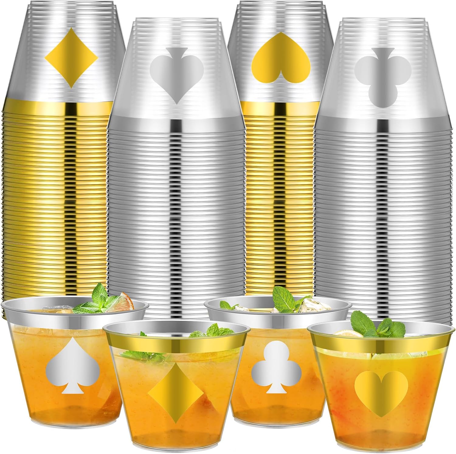 80 Pcs Casino Theme Party Cups Decoration Bulk 9 oz Poker Disposable Plastic Clear Drinking Wine Cups for Casino Game Night Las Vegas Poker Club Birthday Party Supplies Favors(Black,Red)