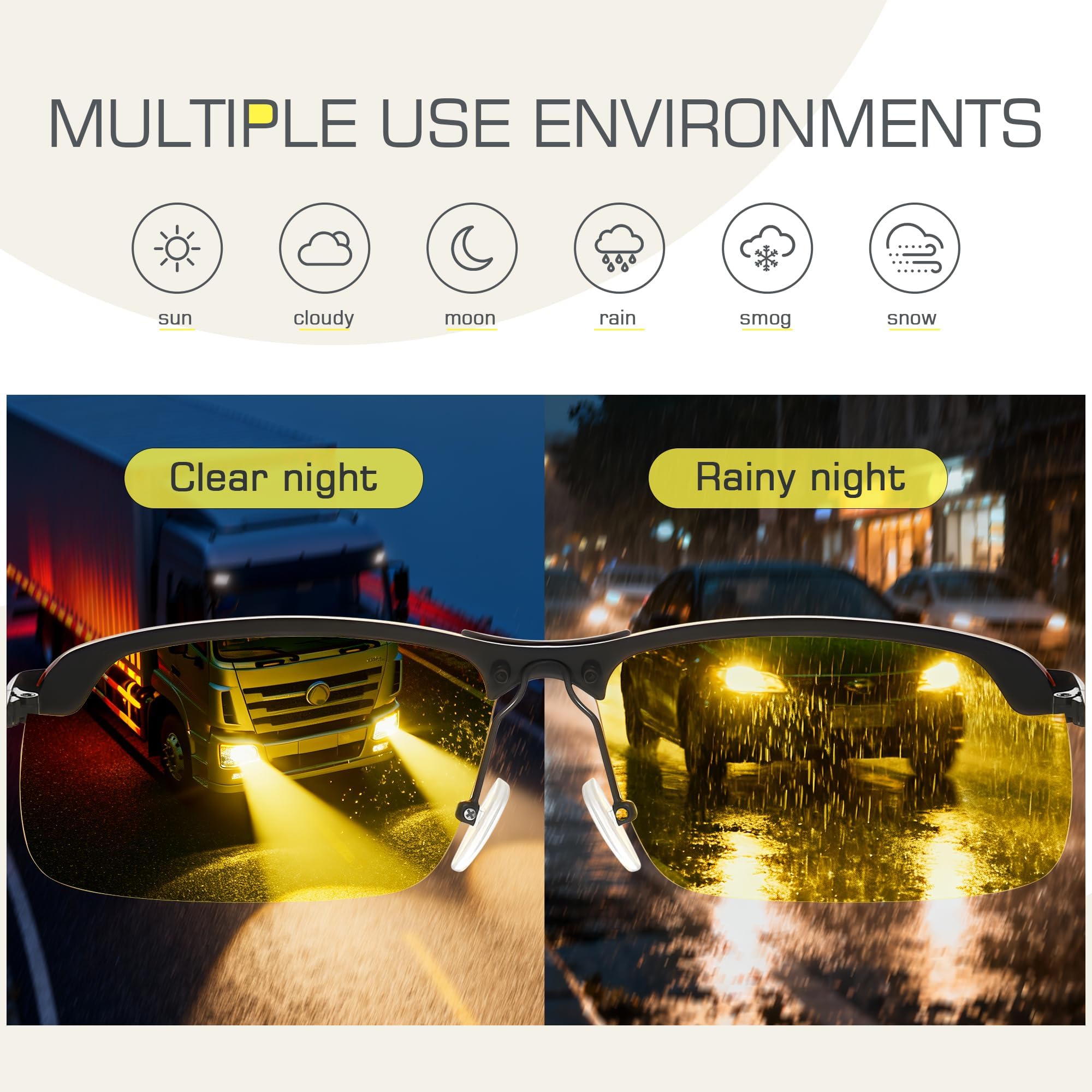 Gafas de conducción nocturna para hombres, gafas de visión nocturna, antirreflejos, antirreflejos, para viajes y viajes largos