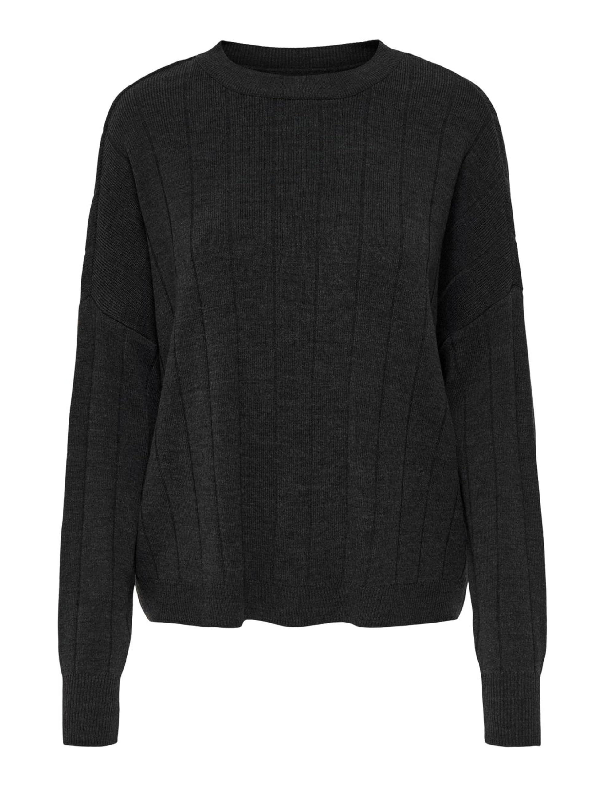 ONLY Women's ONLTESS LS O-Neck KNT Pullover Sweater, Dark Grey Melange,