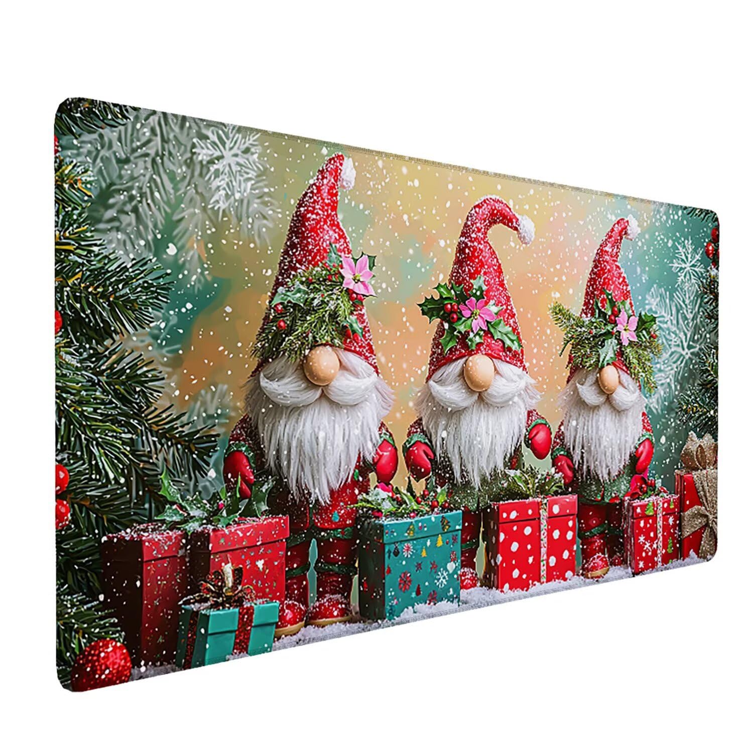 Duża podkładka pod mysz do gier Święty Mikołaj XXL 1200 x 600 mm, zmywalna, neoprenowa podkładka pod mysz - ze zszytymi krawędziami, antypoślizgowa gumowa podstawa, akcesoria biurowe, prezenty q-869