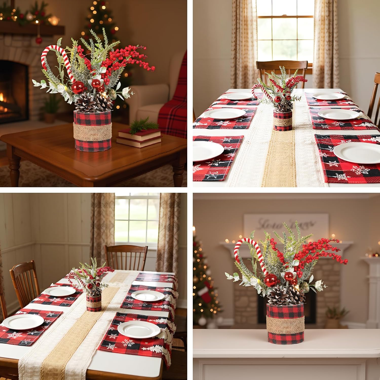 Small Christmas Tree, Mini Christmas Tree with Lights, Artificial Tabletop Tree with Pine Cones Red Berries Christmas Ornaments for Home Indoor Office Table Decorations