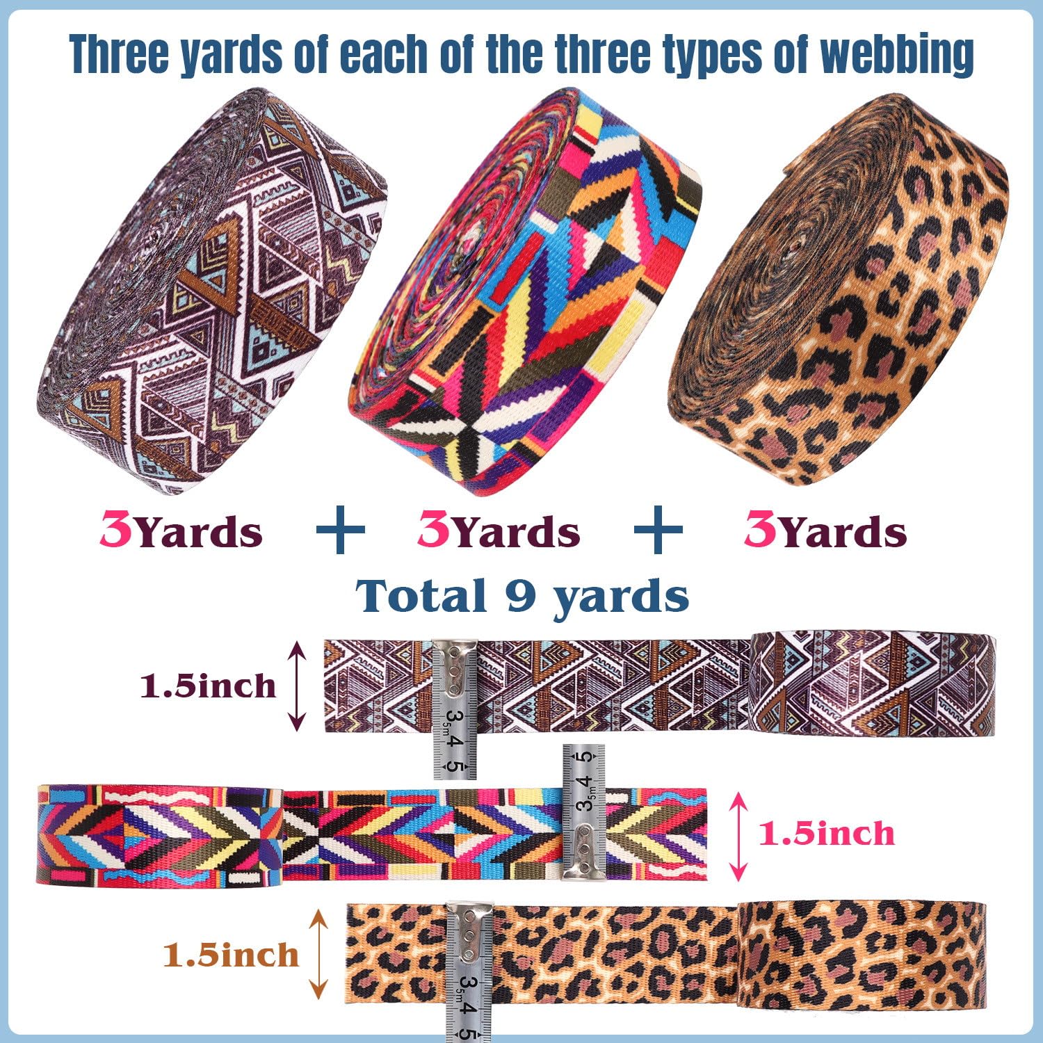 Fettuccia in poliestere colorato da 3,8 cm, per borse, zaini, cinghie da 3,8 cm, fettuccia in nylon per borse, cinture, zaini, bagagli, 9 m