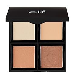 e.l.f. Contour Palette, 4 Shades, Customizable, Easy to Apply, Sculpts, Shades, Brightens, Light/Medium, Infused with Vitamin E, All-Day Wear, 0.56 Oz