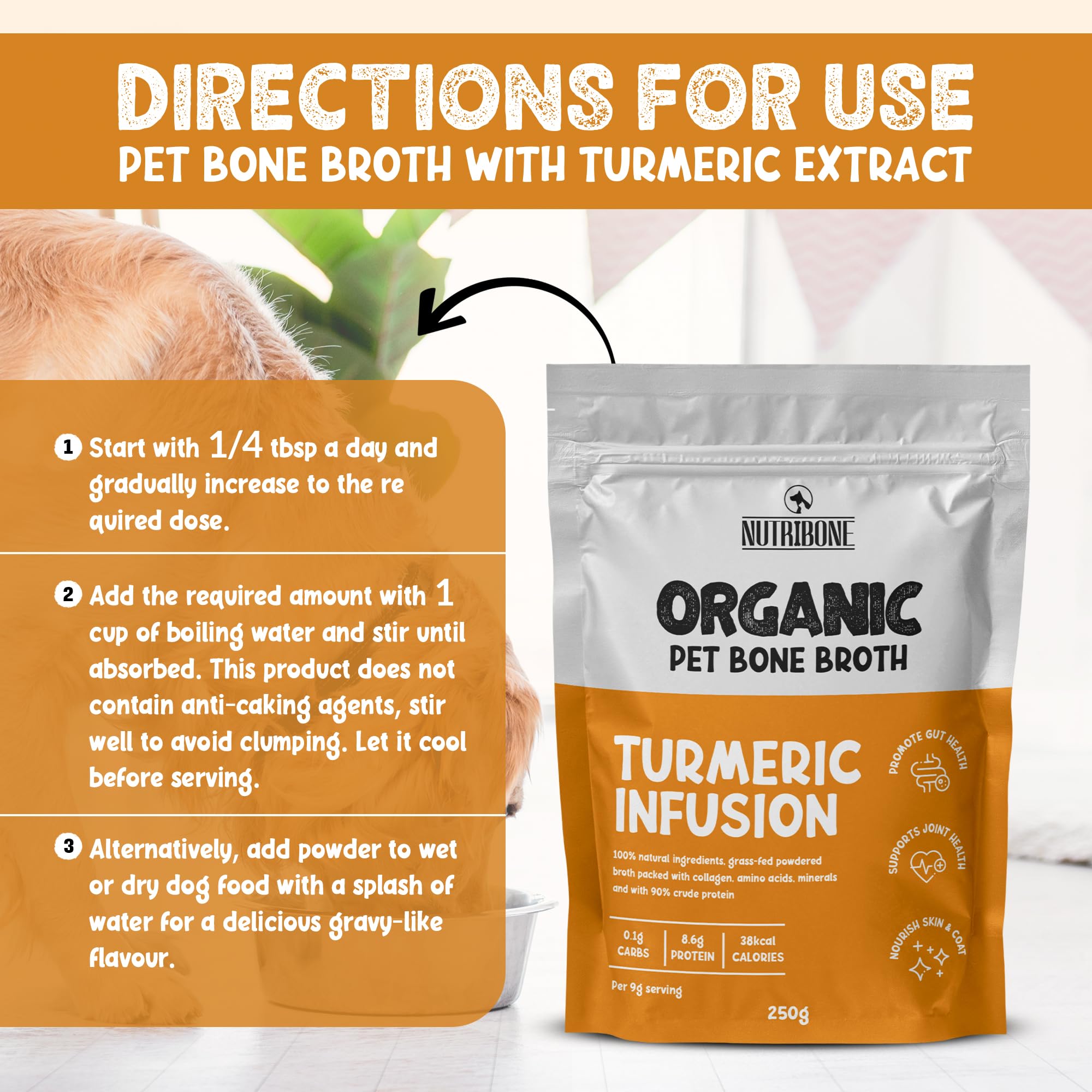 NUTRIBONE BONE BROTH Powder For Pets With Turmeric Extract - High Protein Supple U00a324.93