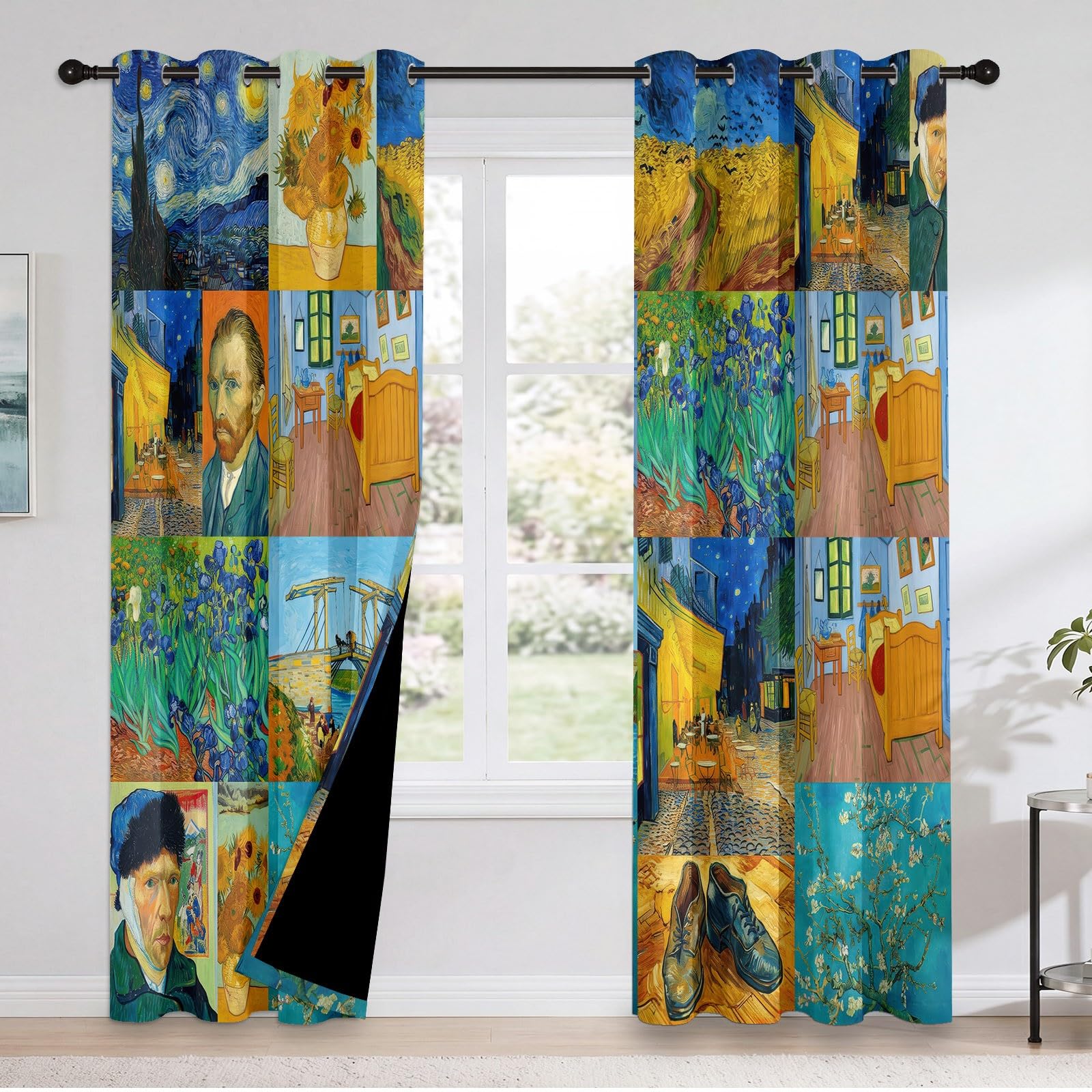 Vintage Ölgemälde Vorhänge Verdunkelungsvorhang H245 x B100 cm 2er Set