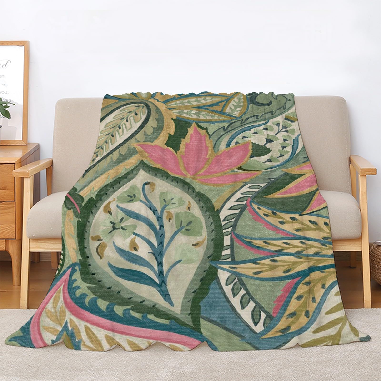Puszysty koc do wtulania się w kształcie liścia 200 x 200 cm, miękki i dwustronny koc polarowy w stylu boho, idealny koc na sofę i łóżko