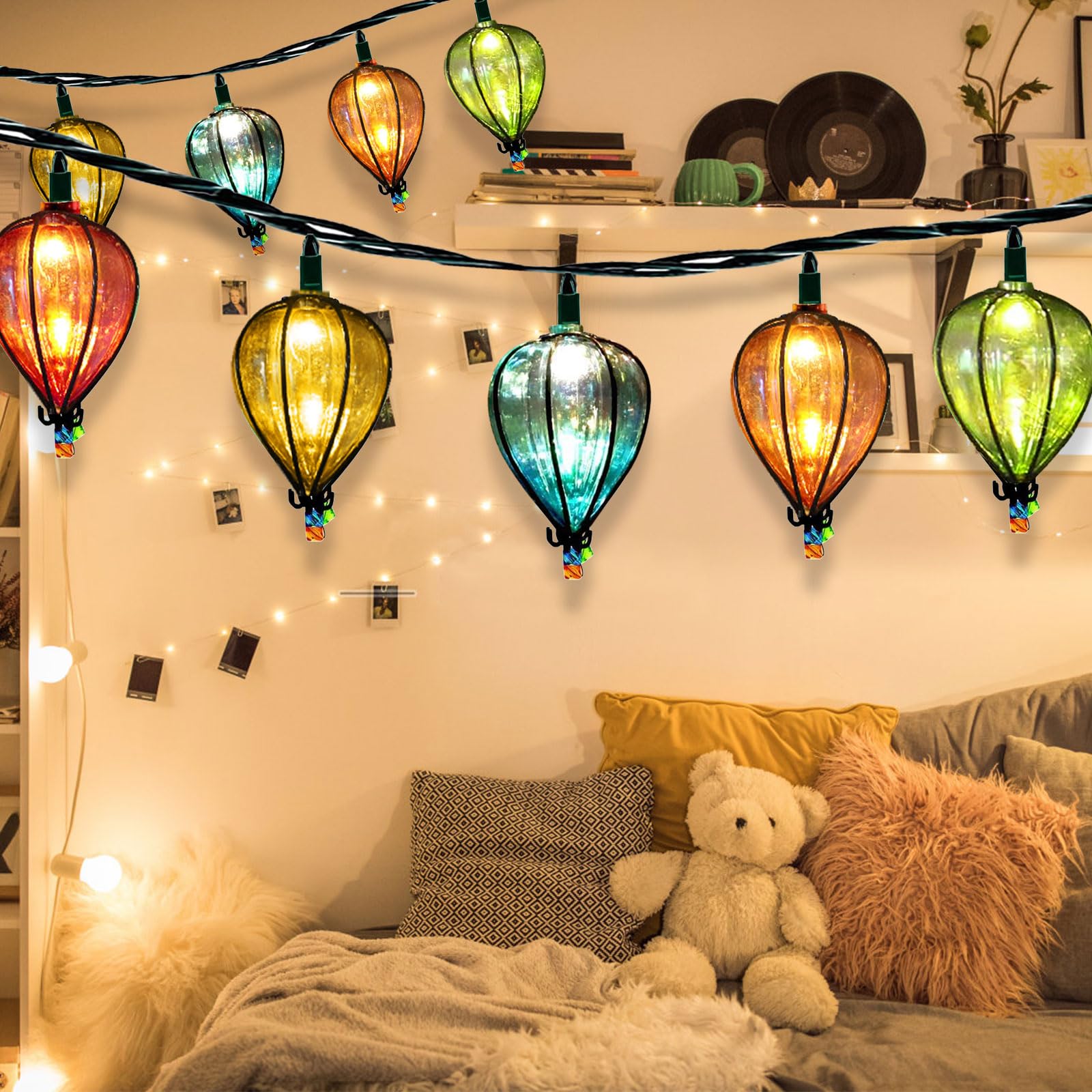 Guirlande lumineuse de 3,4 m à suspendre avec 10 ampoules de couleur, lumières d'extérieur sur le thème de la plage tropicale, guirlande lumineuse de terrasse pour fête et camping