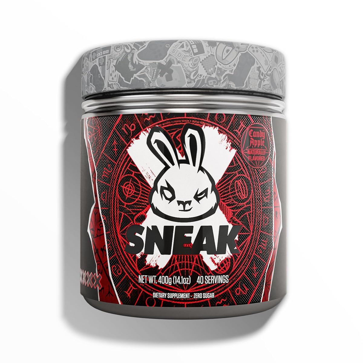 SNEAK Energy Drink Powder - Candy Apple Flavor, 40 Servings, No Sugar, Natural
