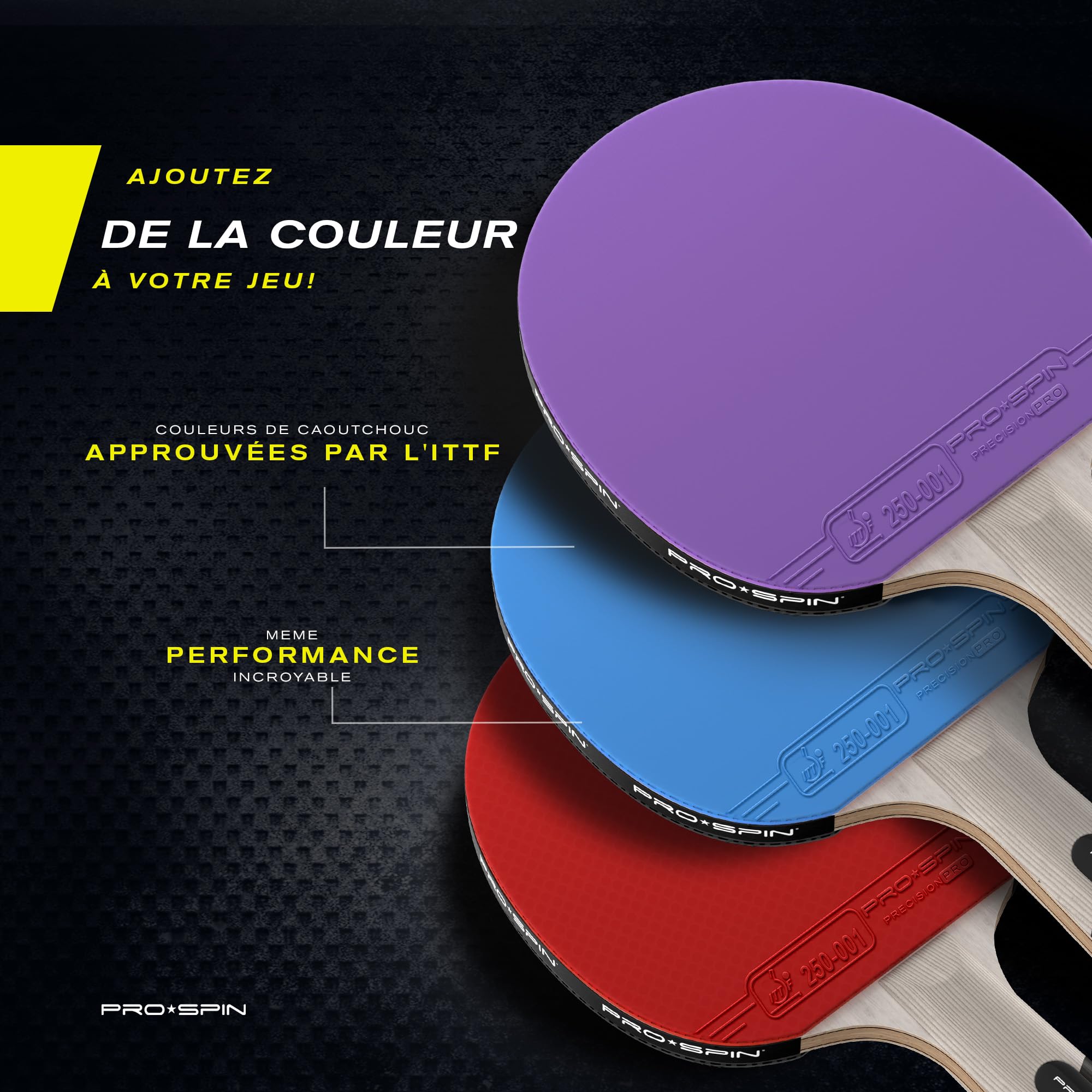 Raquette de Ping Pong PRO-SPIN Série Elite 7 Plis Fibre de Carbone Homologuée ITTF