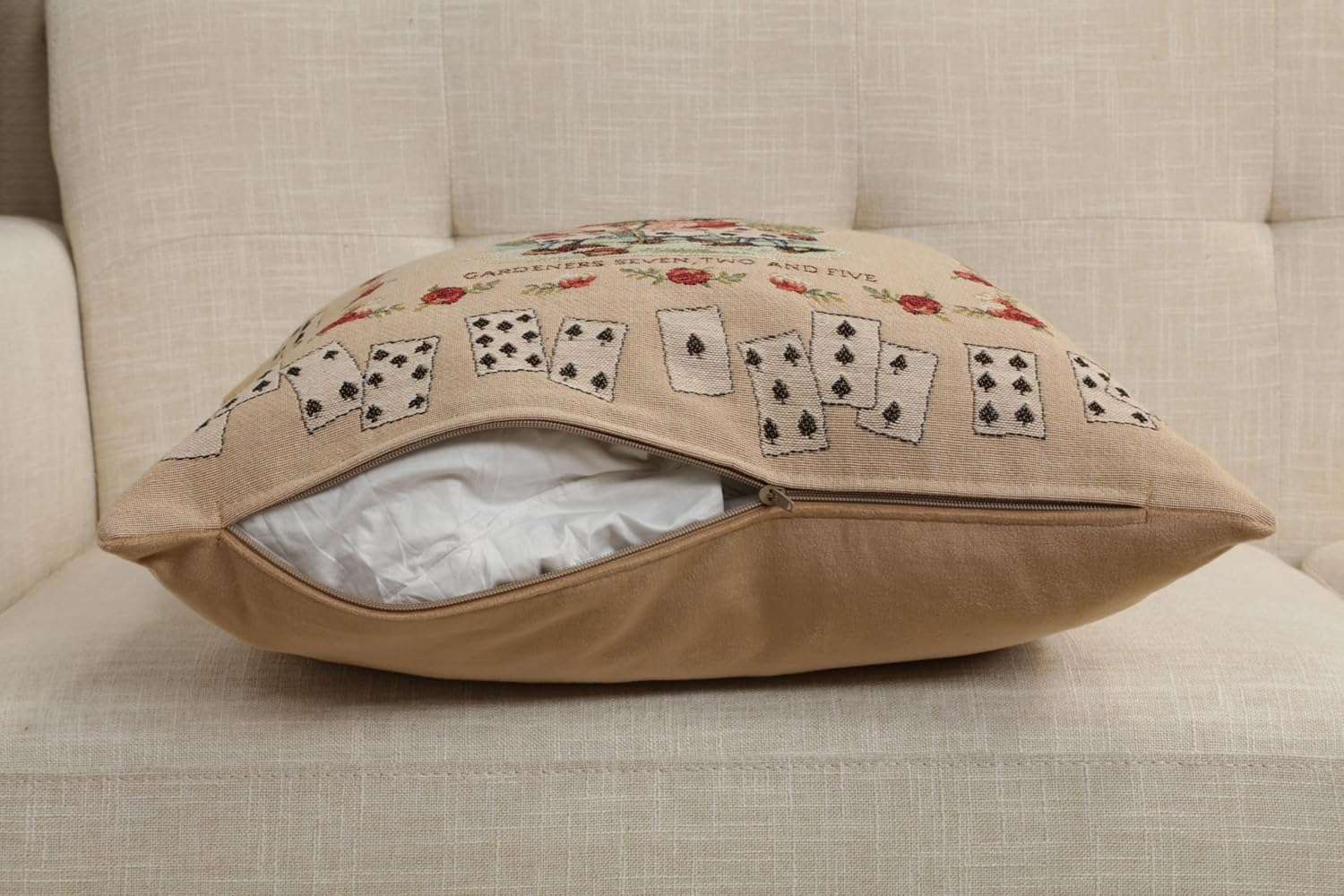 C Charlotte Home Furnishings Inc The Gardeners Cushion Cover | Pure Cotton Decorative Cushion Case | Pillow Cover for Indoor Use | 19x19 Inch Cushion Cover for Living Room | by John Tenniel