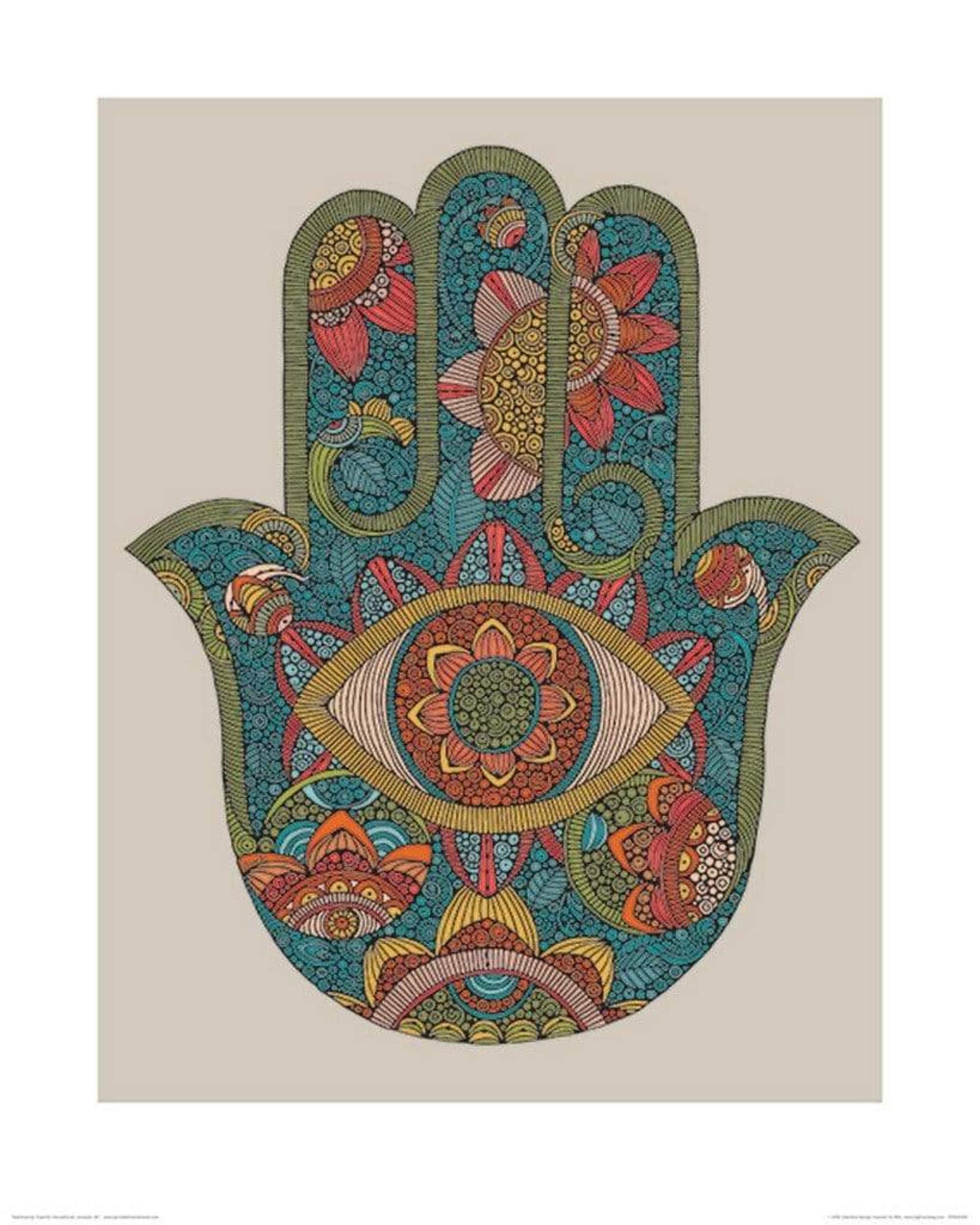 Pyramid International "Valentina Ramos Hamsa Paper Art Print, Multi-Colour, 40 x 50 x 1.3 cm